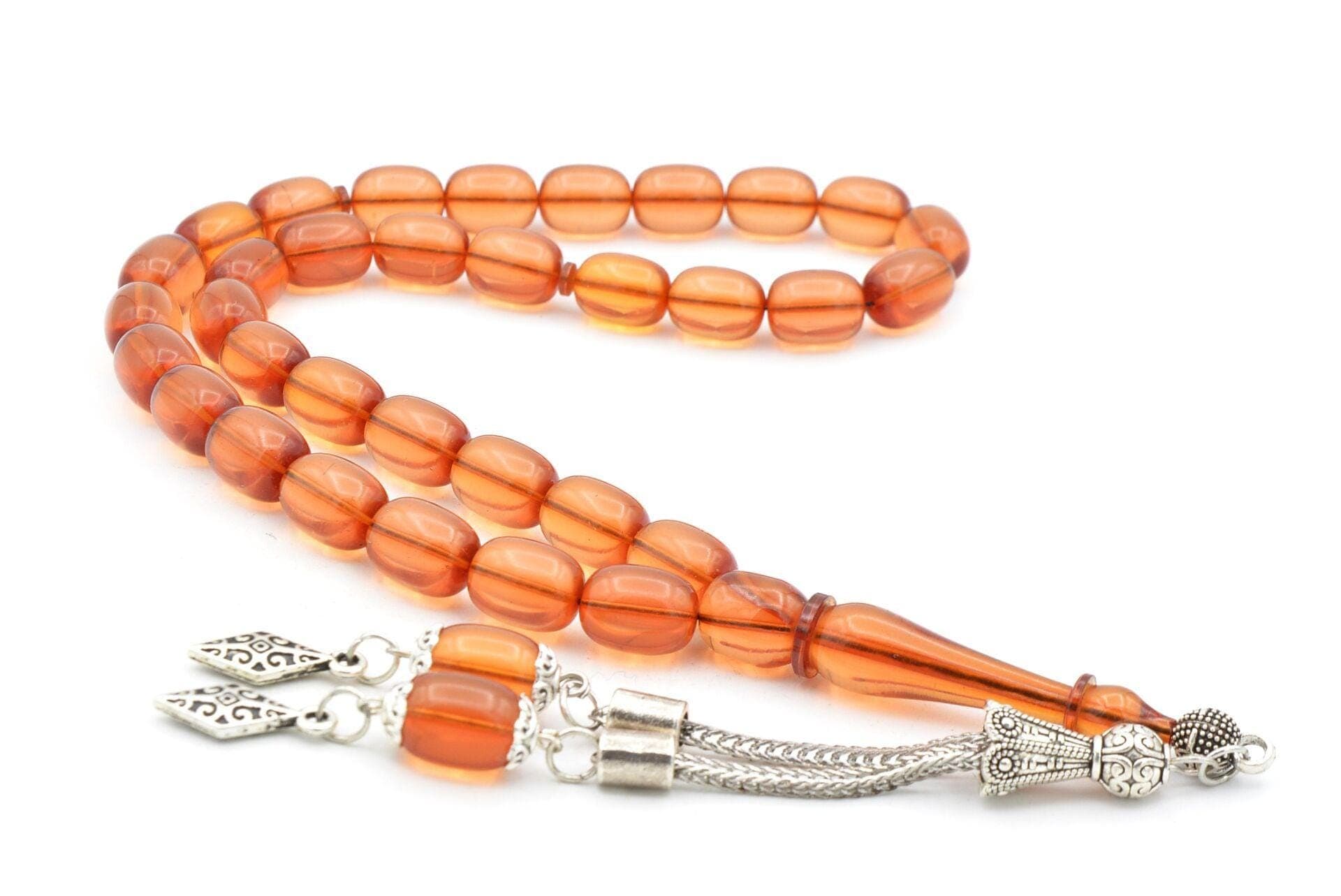 Capsule Cut Transparent Fire Amber Tasbih 33 Beads, Islamic, Misbaha, Rosary, Tasbeeh, Muslim, Tasbih, Sibha,Muslim Gift, Prayer Beads, Big - image 3