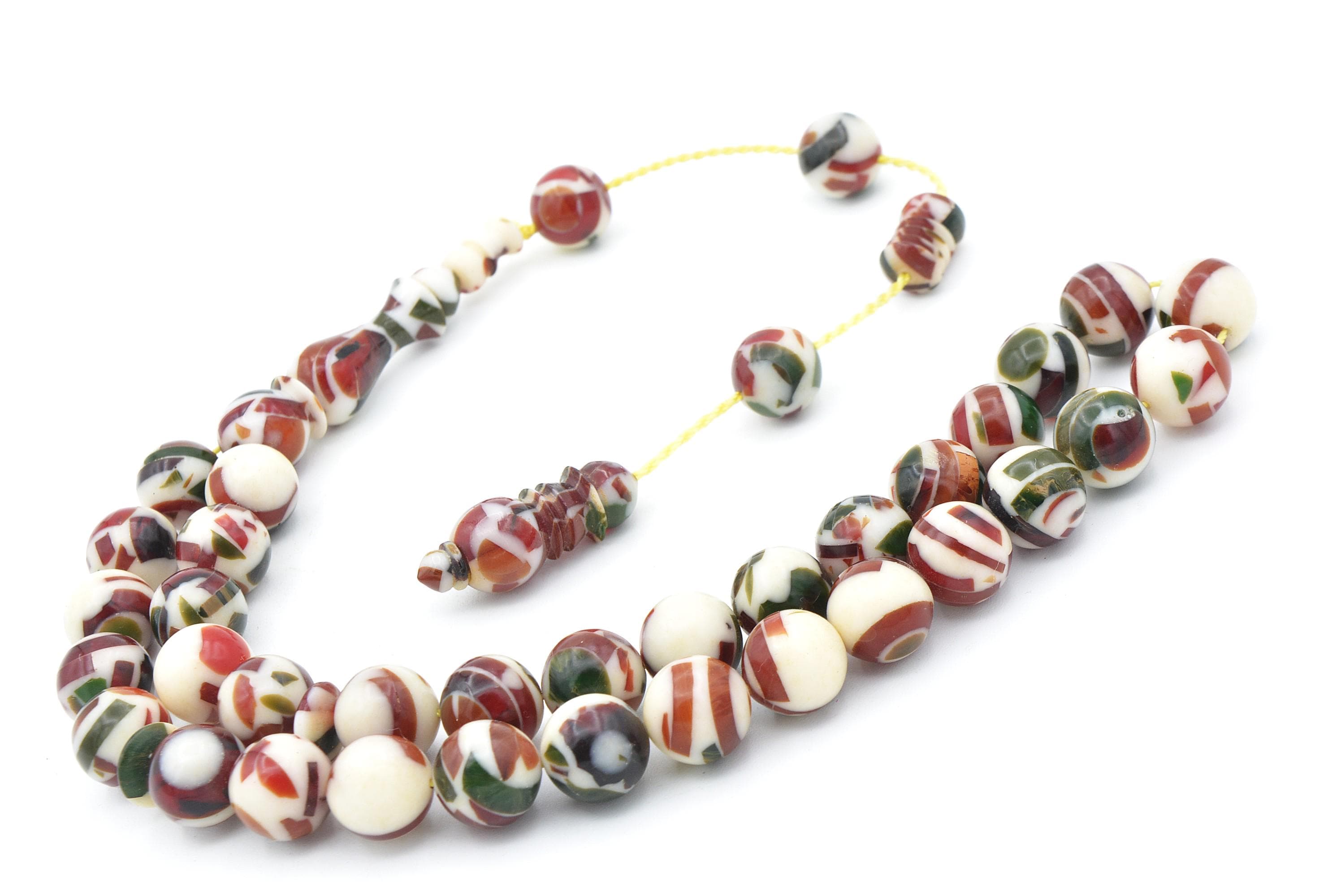 Mosaic Amber Tasbih: 33 Prayer Beads Rosary - image 5
