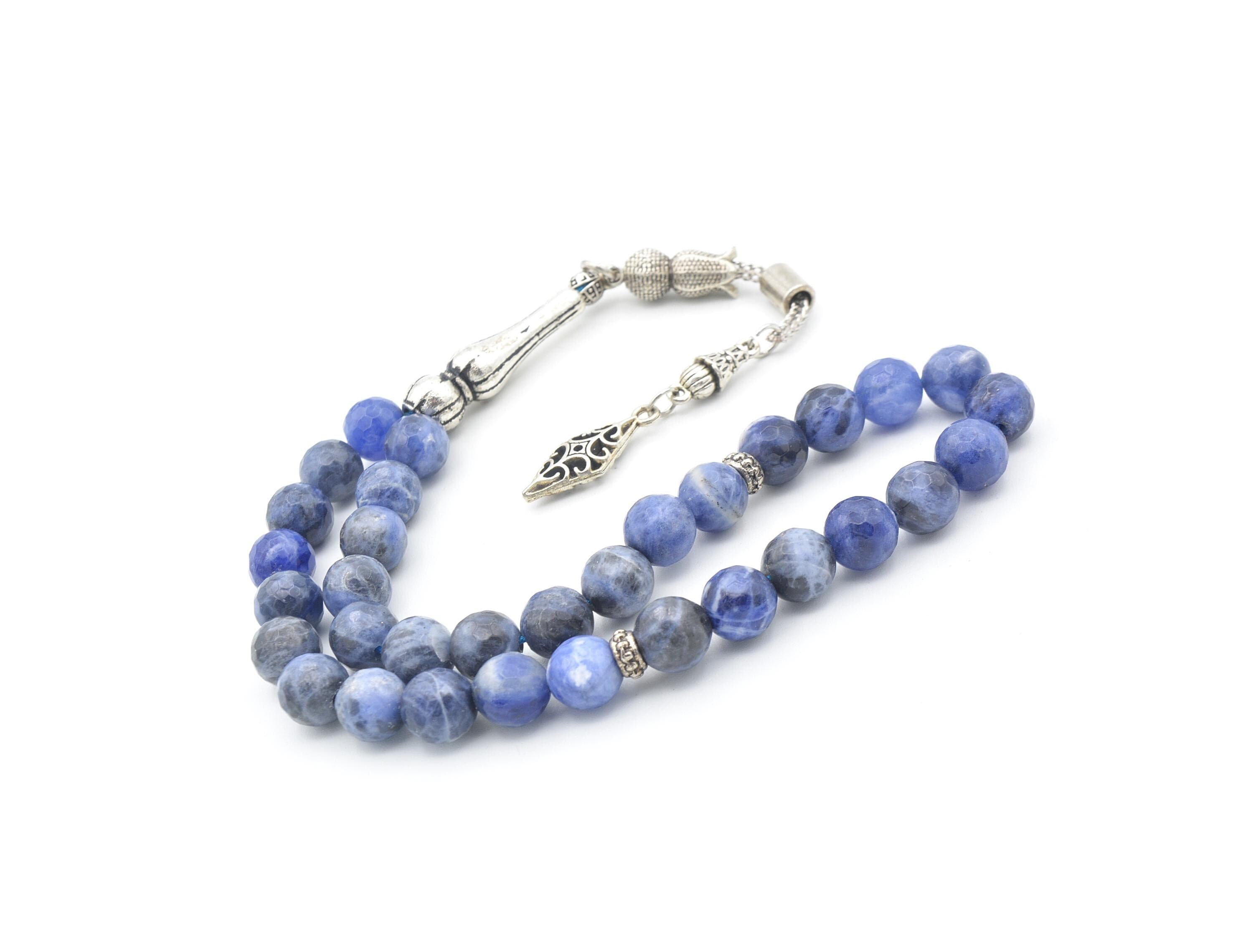 Faceted Sodalite 33 Prayer Beads, Faceted Sodalite 33 Beads Tasbih, Faceted Sodalite Prayer Beads, Sodalite Tasbeeh, Sodalite Stone Tasbih