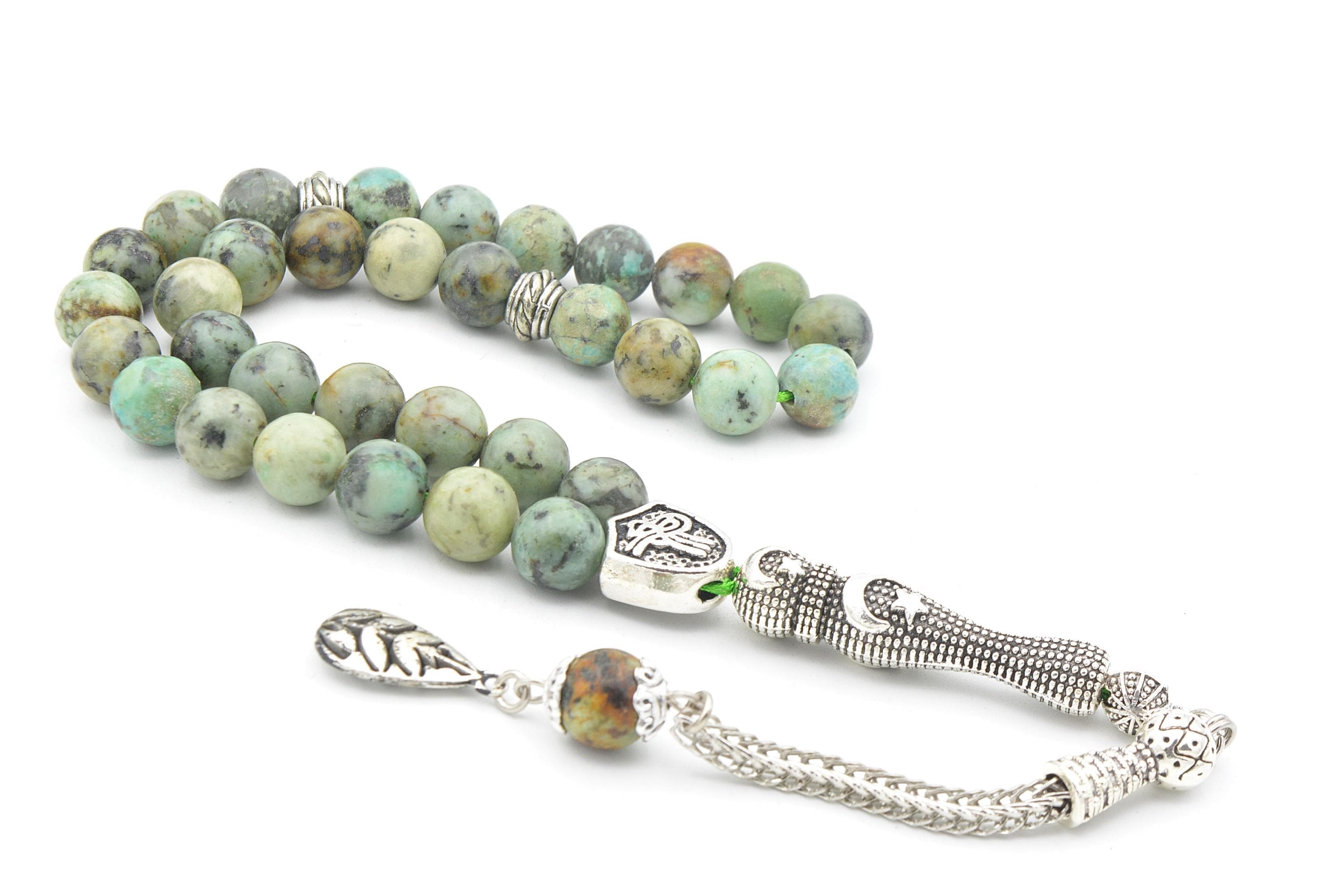 African Turquoise 33 Prayer Beads, African Turquoise 33 Beads Tasbih, Turquoise Islamic Misbaha, Turquoise Prayer Beads, Turquoise Tasbeeh - image 3