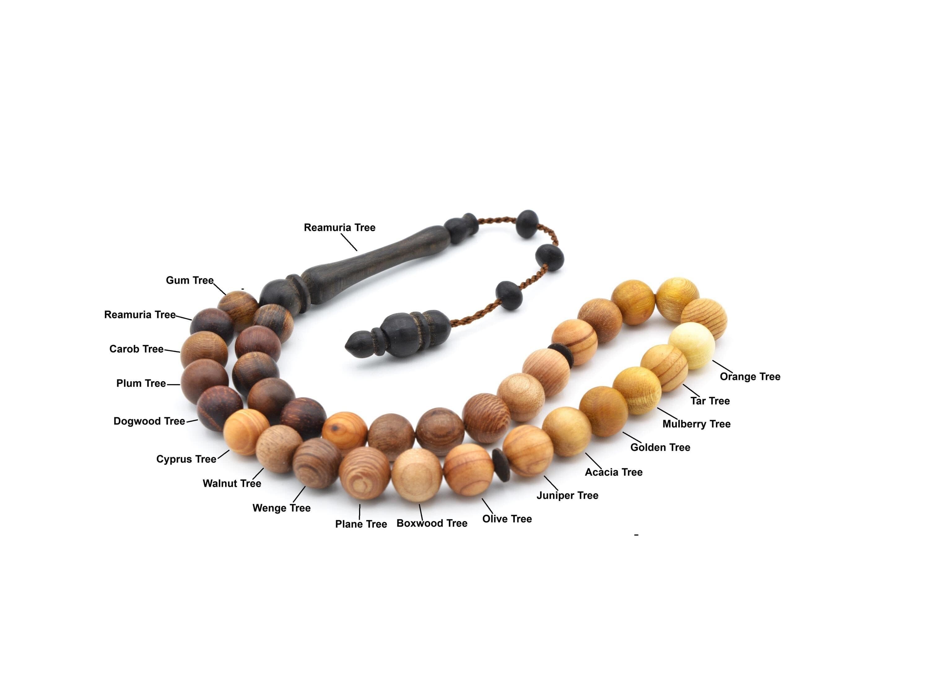 17 Different Types Wood Tasbih, Misbaha, Different Trees Prayer Beads, Tasbih 33, Islamic Rosary, Tesbih, Tasbeeh, Worry Beads, Muslim Gift