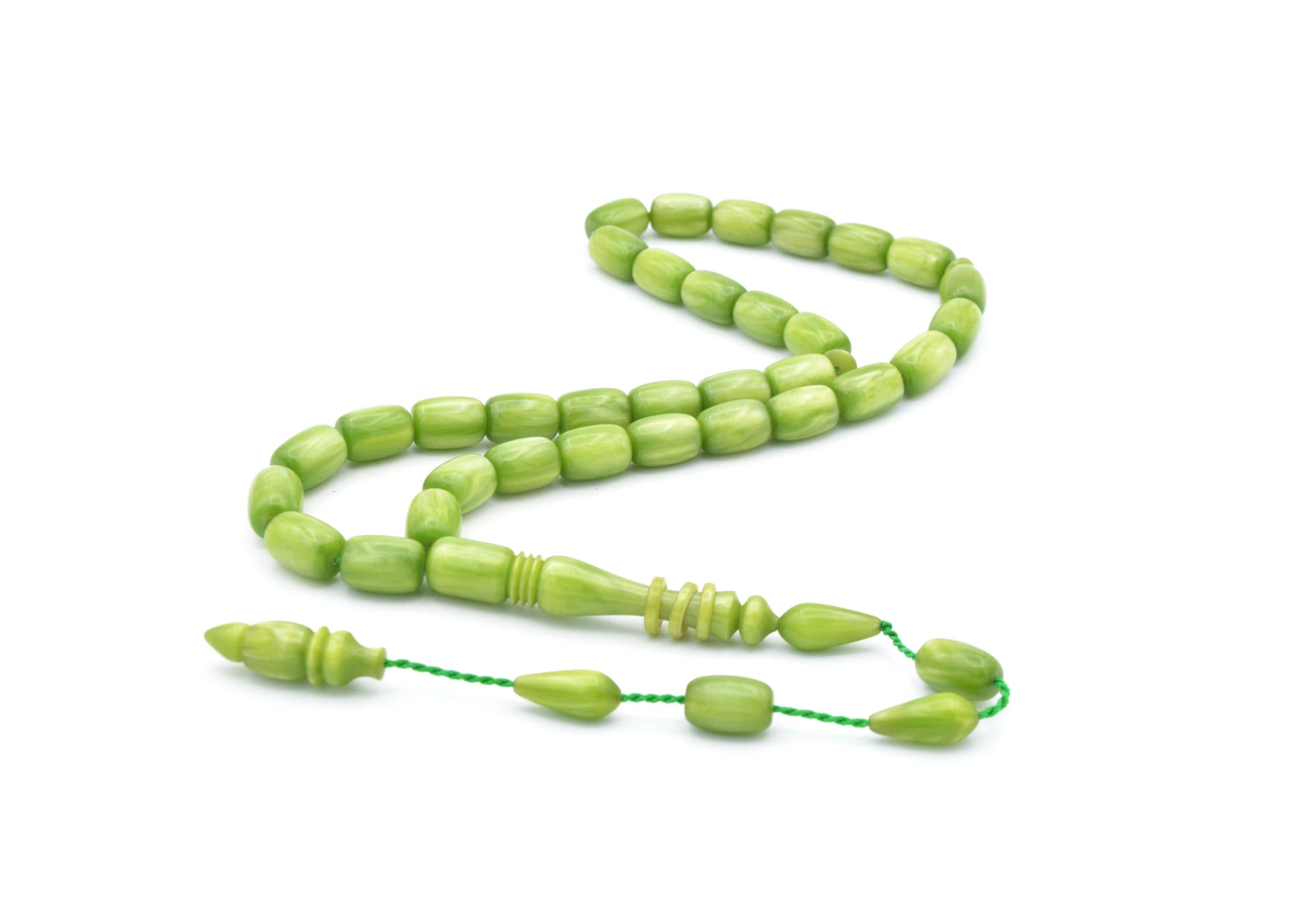 Master Ahmed Emin Green Bakelite Amber Rosary: 33-Bead Tasbih