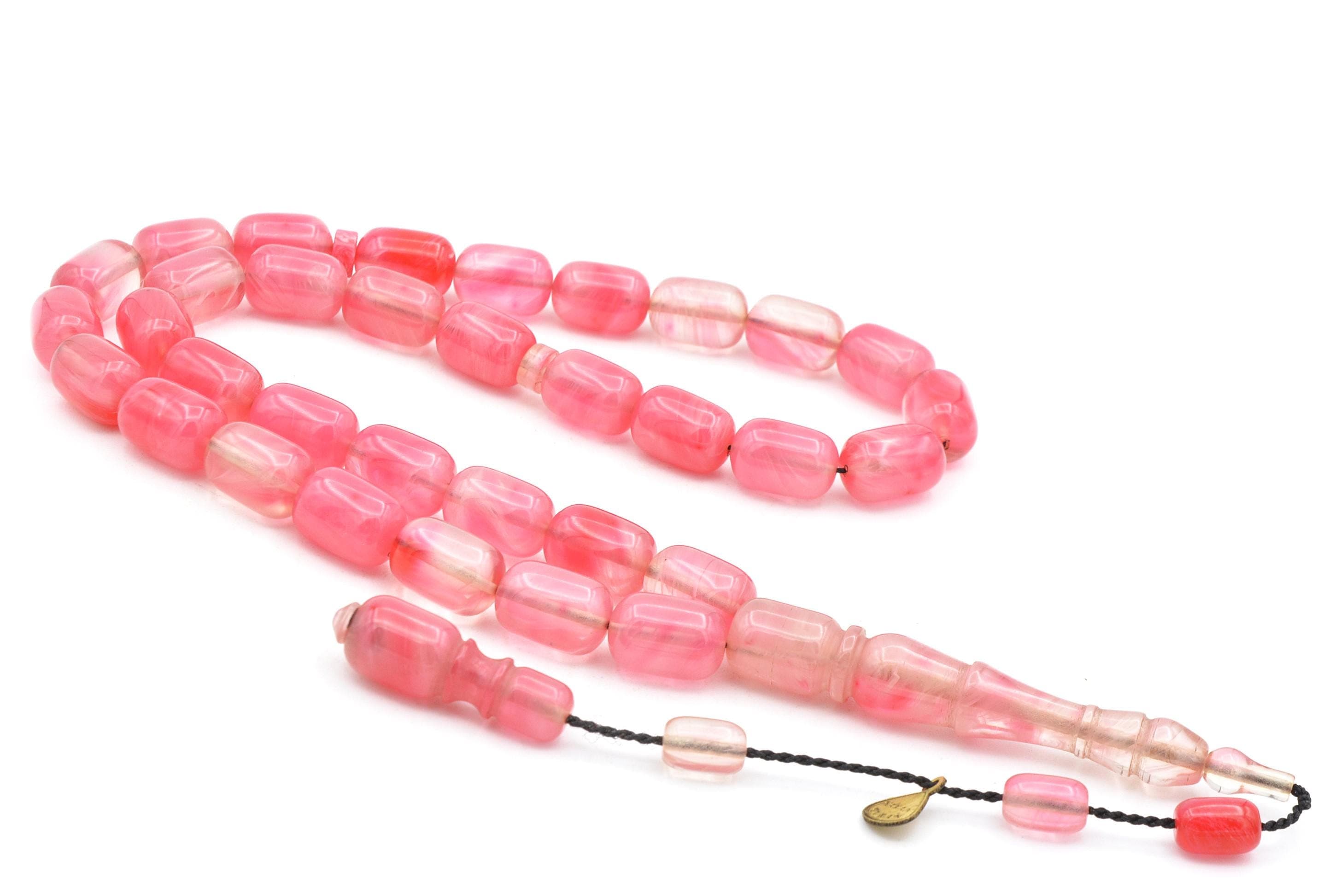 Master Made Pink Bakelite Amber Rosary, 33 Beads Tasbih Prayer Beads, Bakelite Amber, Amber 33 Beads, Pink Bakelite Amber 33 Beads, Pink - image 3