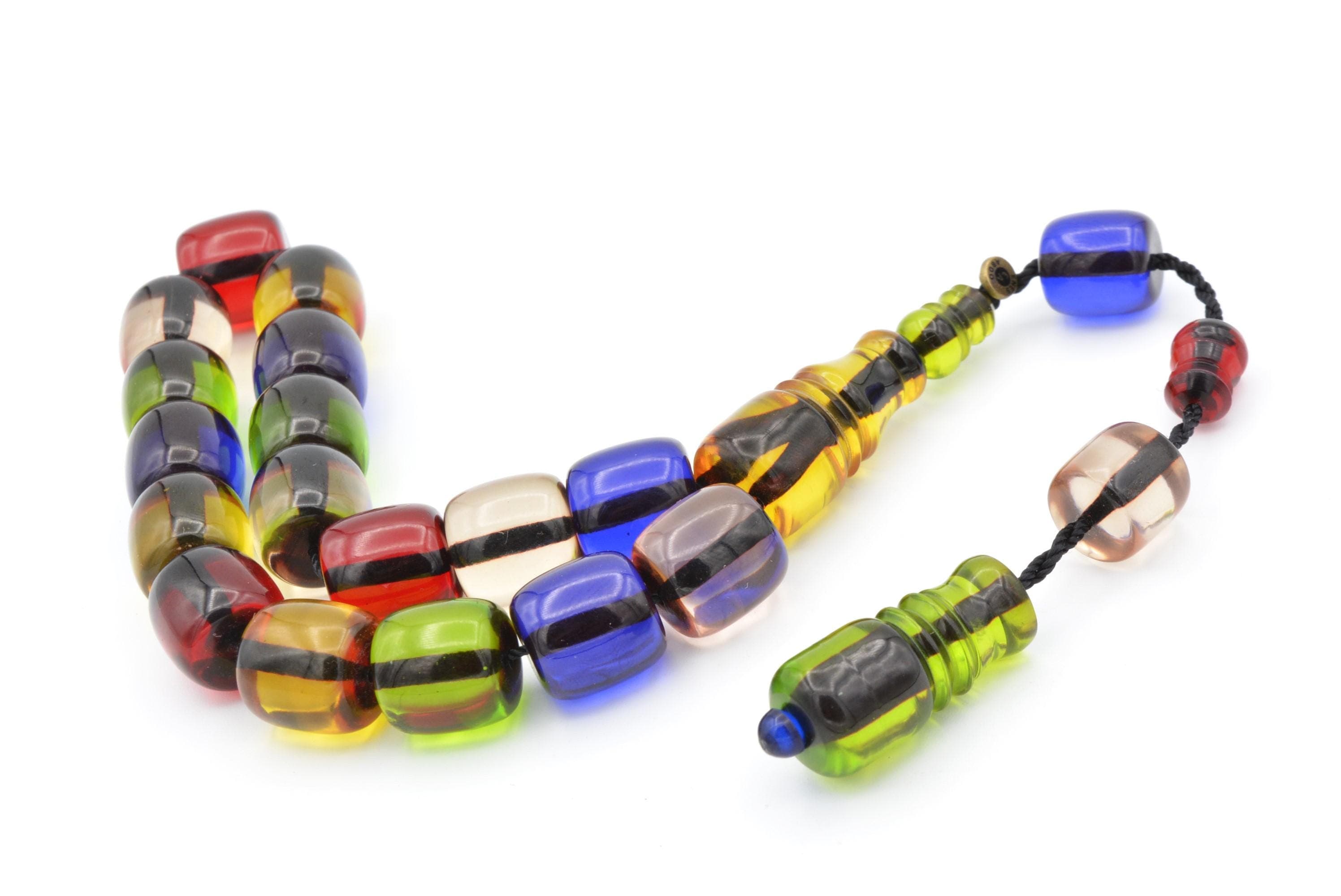 Enes Abdo Master's Colorful Tightening Amber Mascot Rosary 17 Beads, Tesbih, Misbaha, Rosary, Tasbeeh, Muslim, Tasbih, Muslim, Prayer Beads - image 3
