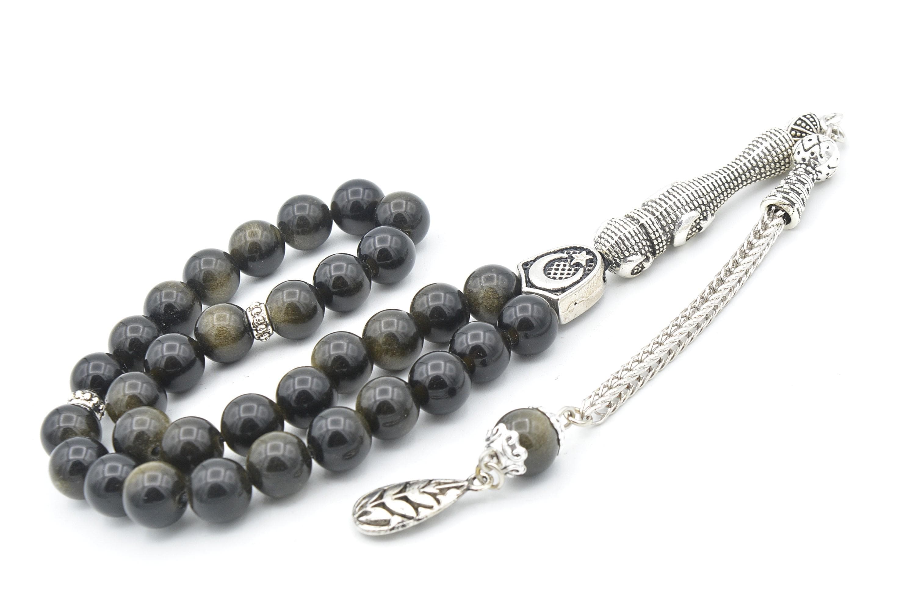 Rainbow Obsidian 33 Prayer Beads, Rainbow Obsidian 33 Beads Tasbih, Obsidian Prayer Beads, Obsidian Tasbeeh, Obsidian Stone Tasbih, Obsidian - image 4