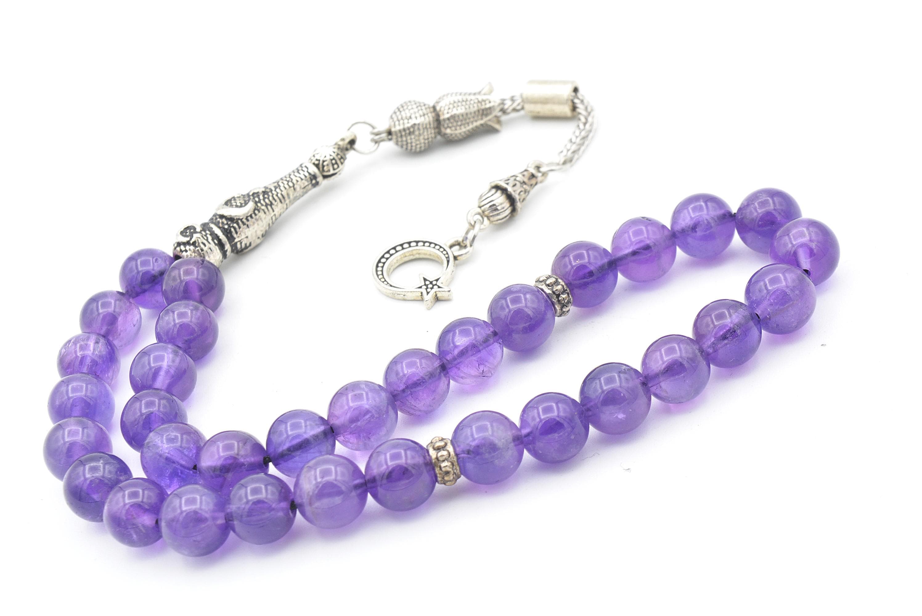 Amethyst Prayer Beads: 33-Bead Tasbih with Silver Tassel - image 5