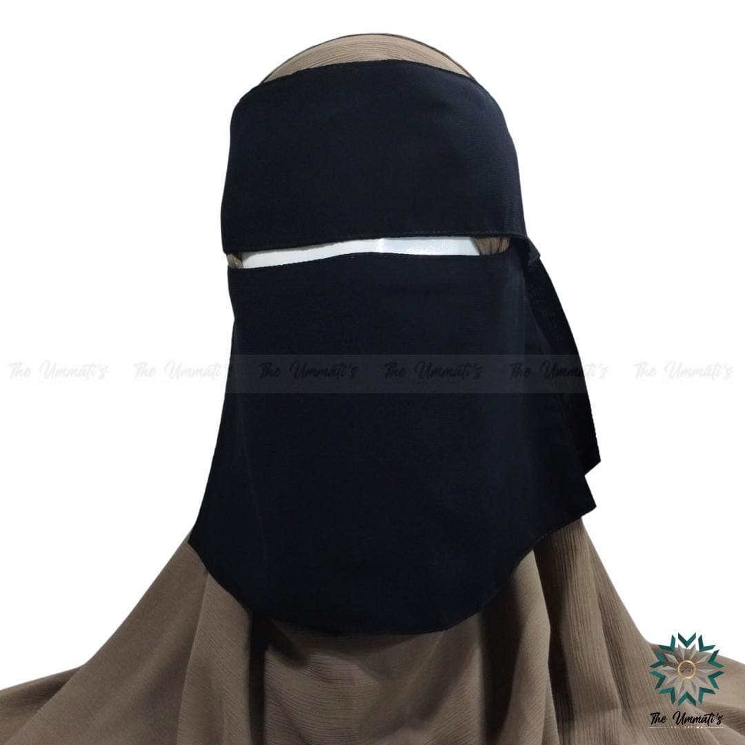 Pull Down Single Layer Niqab With Flap - Black - image 5