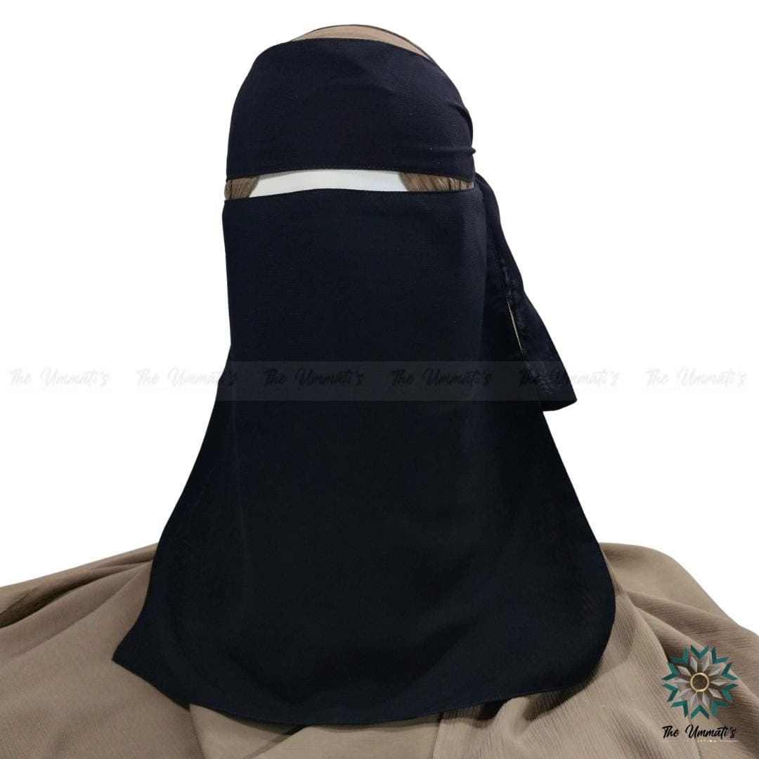 Elastic pull down Single Layer Niqab - Black - image 4