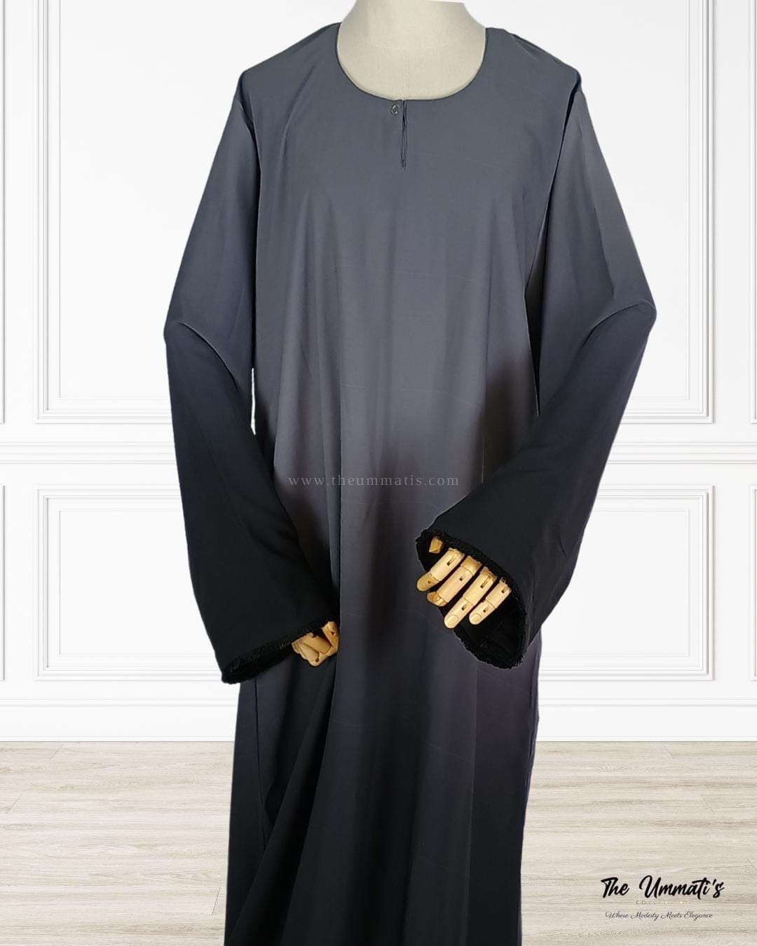 Ombre Abaya - (Charcoal Fade) - image 3