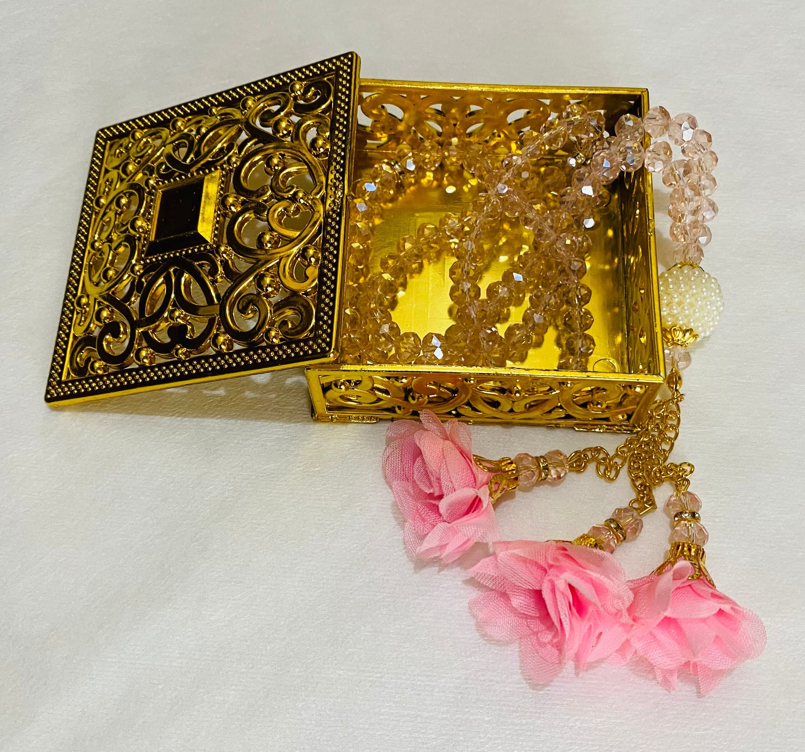 Crystal Tasbih: Islamic Prayer Beads with Gold Swarovski Stone - image 4