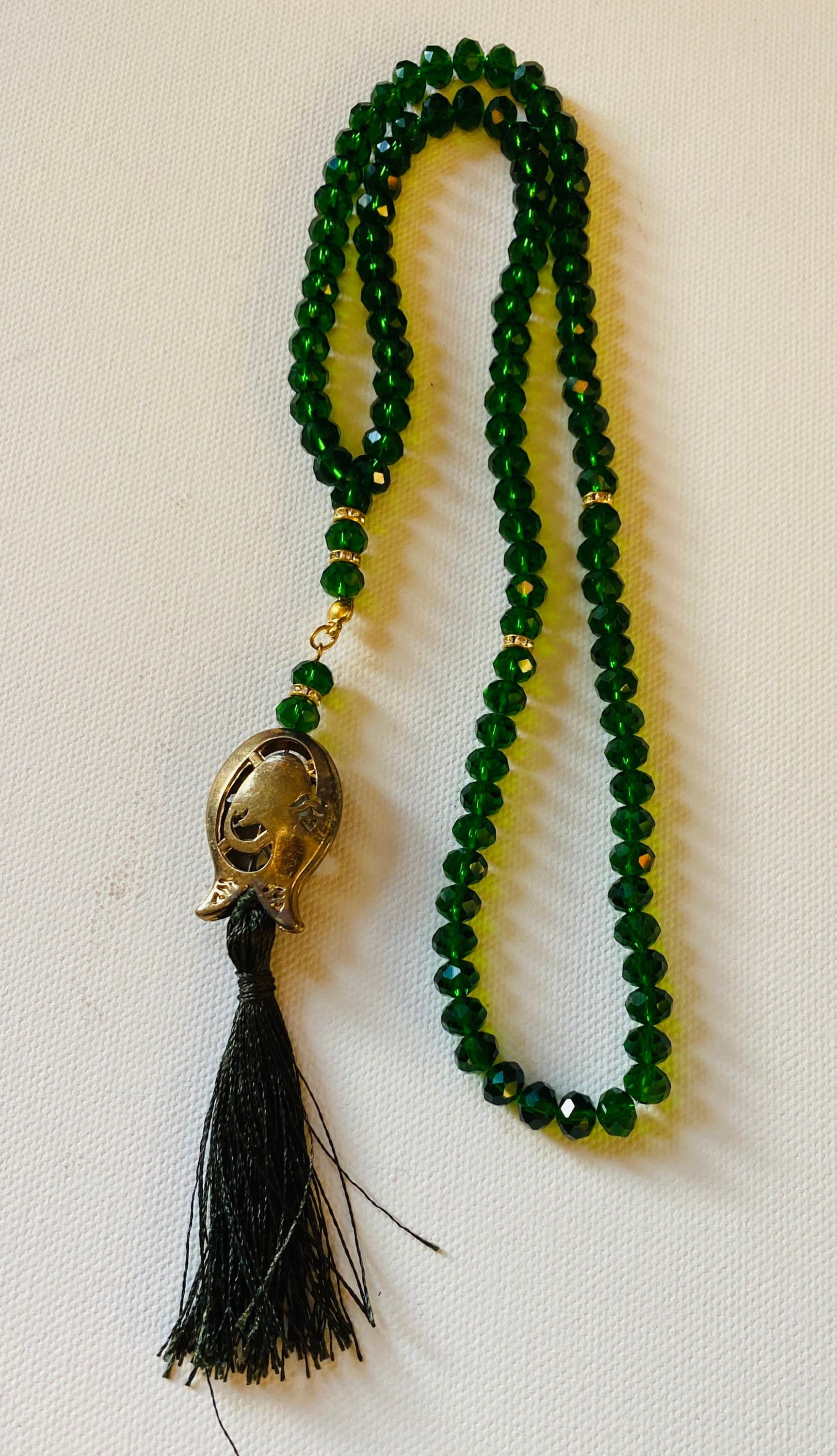 Blue Crystal Tasbih: Gold Swarovski Islamic Prayer Beads - image 3