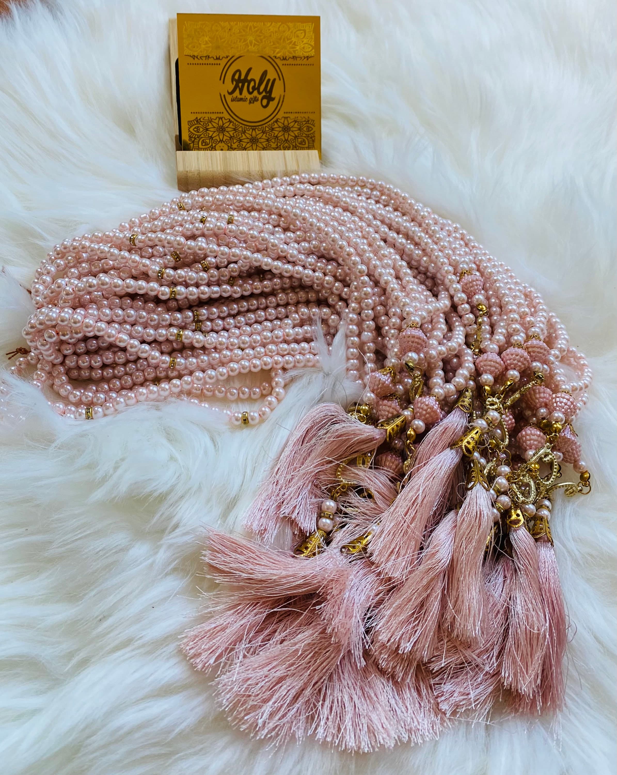 Pink Pearl 99 Bead Tasbeeh: Islamic Prayer Beads with Swarovski Stone - image 4
