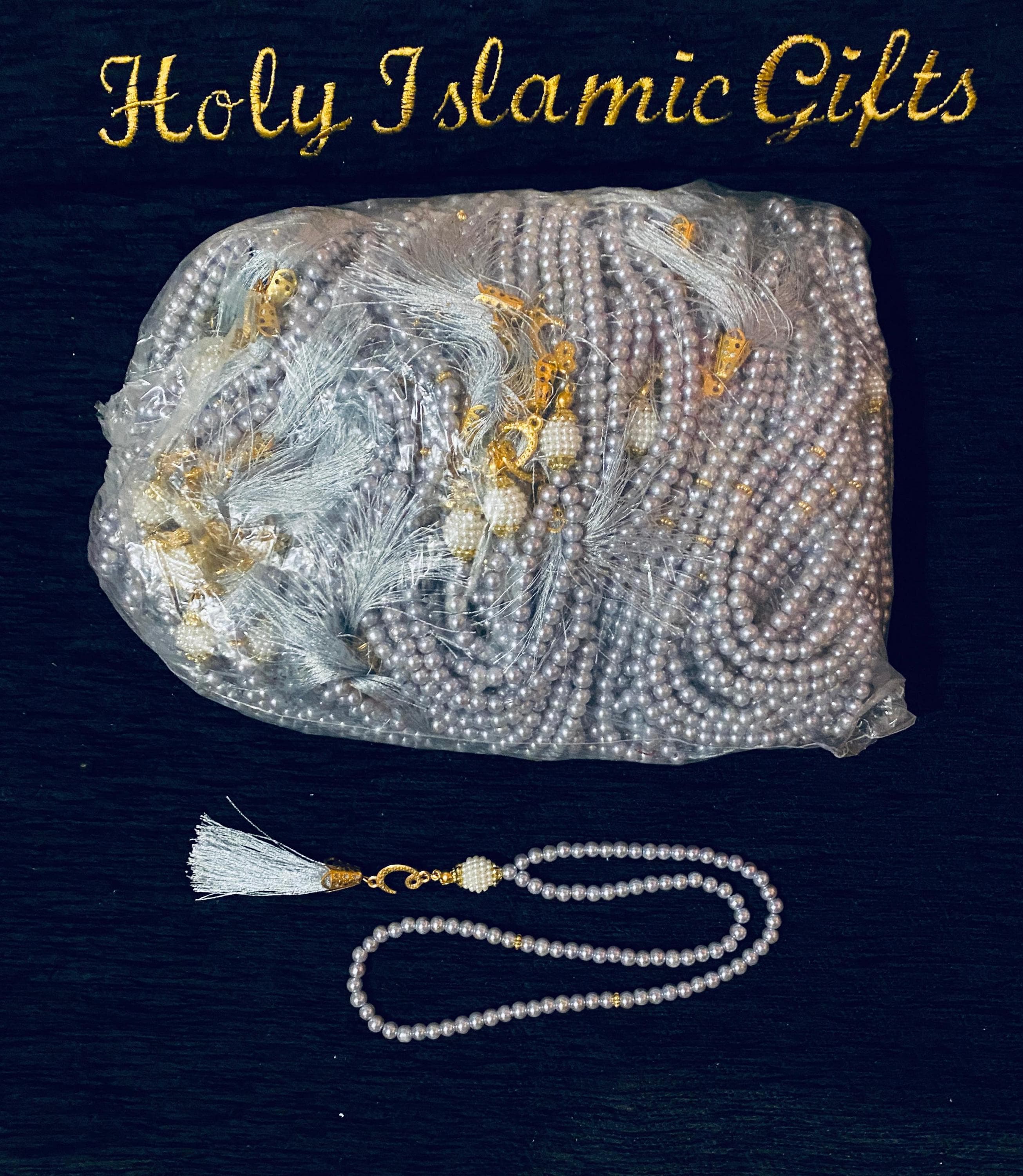 100 Pearl Tasbeeh Prayer Beads: Islamic Tasbih with Gold Accents - image 5