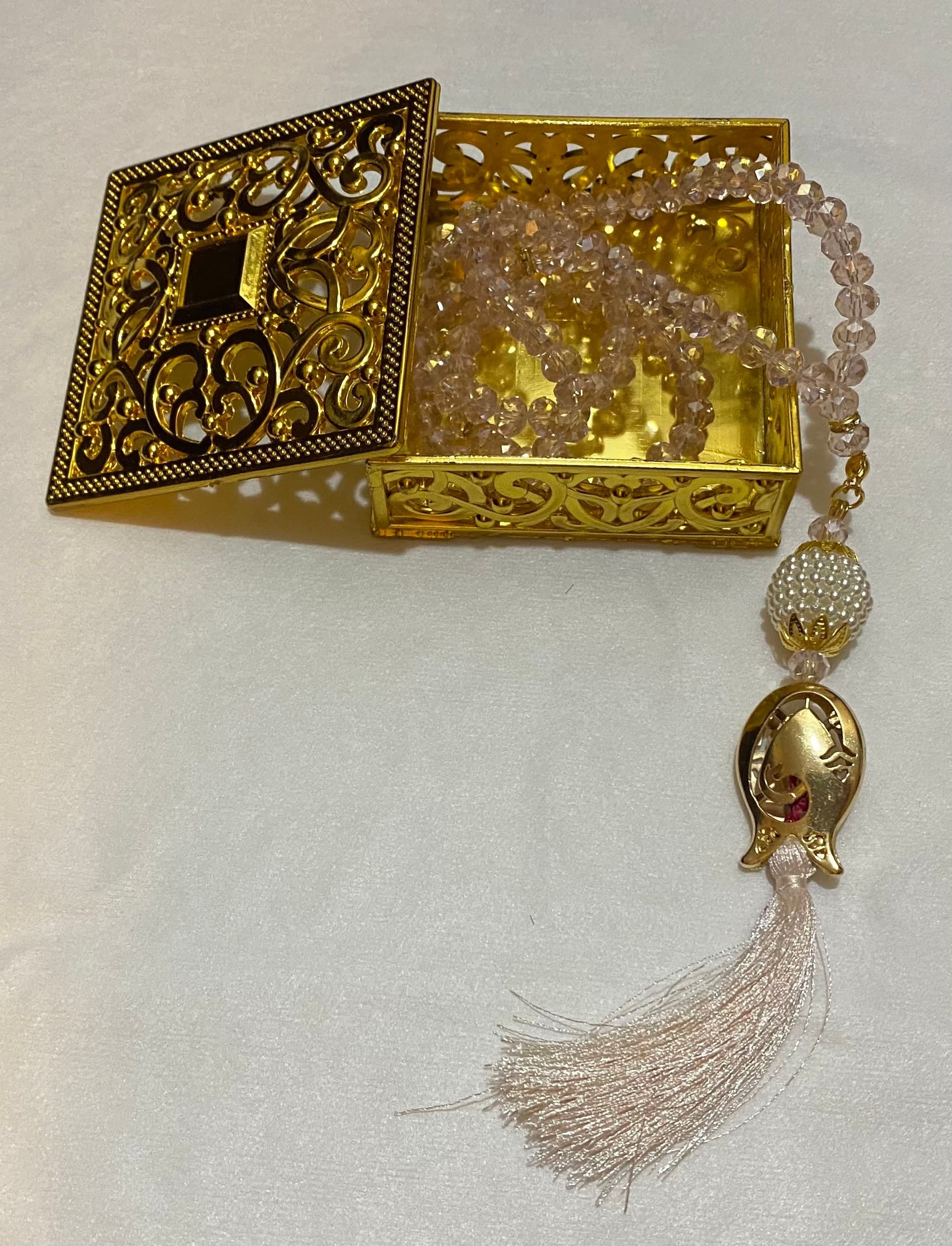 Crystal Tasbih: Islamic Prayer Beads with Gold Swarovski Stone - image 3