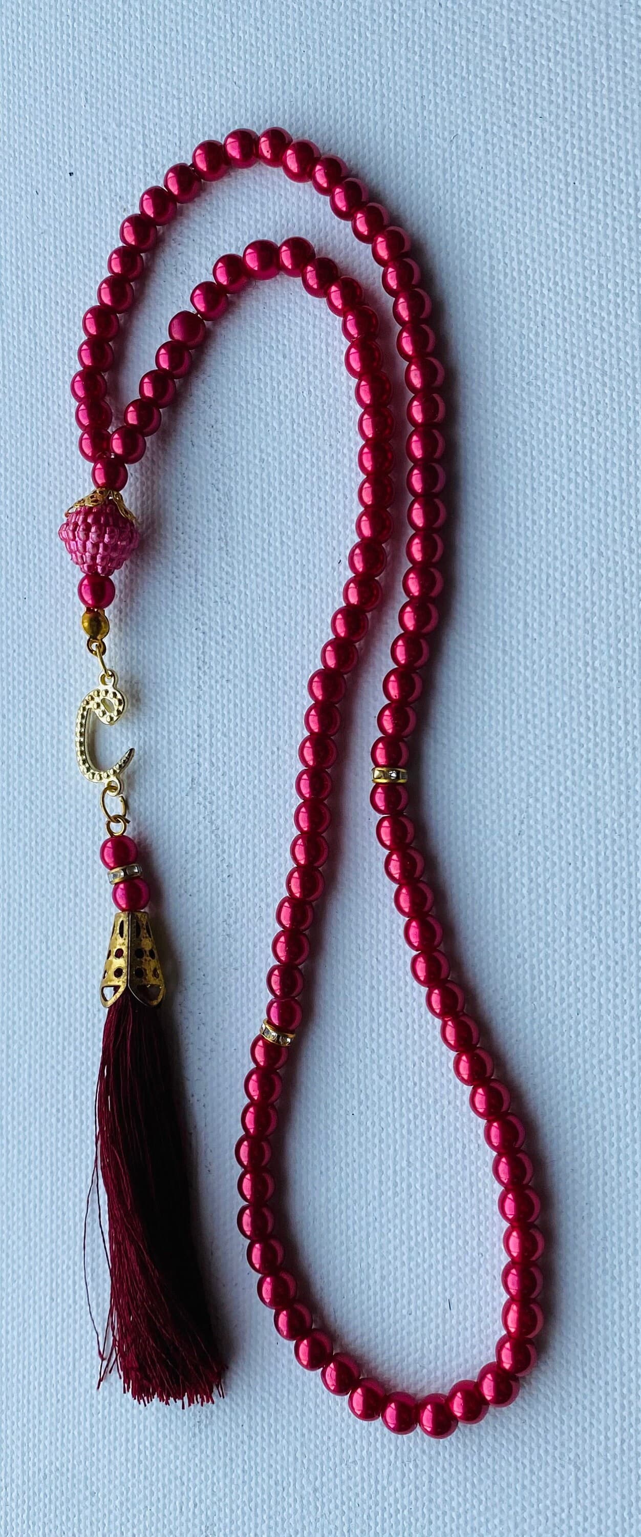 Tasbeeh Box,Pearl 99 Tasbeehs Bead Tasbeeh islamic prayer.Gold Swarovski stone between 33 beads.this wonderful Pearl 99 Tasbeehs pray - image 4