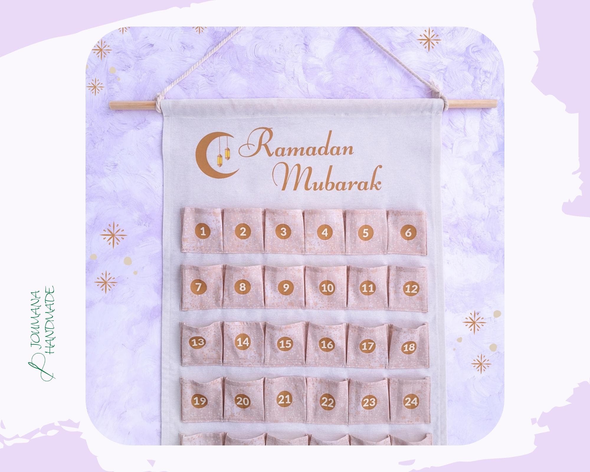 Wiederverwendbarer Ramadankalender aus Stoff – Ramadan Mubarak – nachhaltig & handgemacht – Ramadan Kalender für Kinder