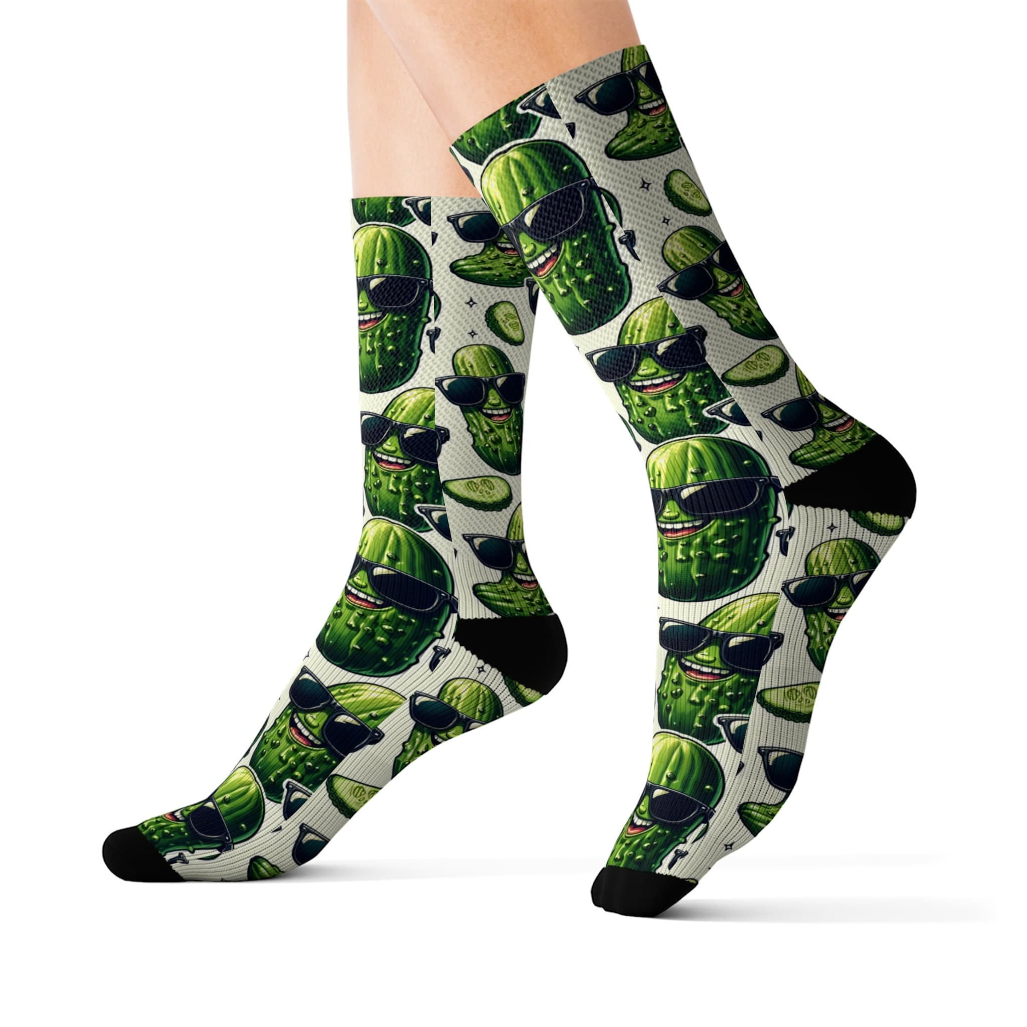 Smiling Dill Pickle Socks: Fun Sunglasses Pattern