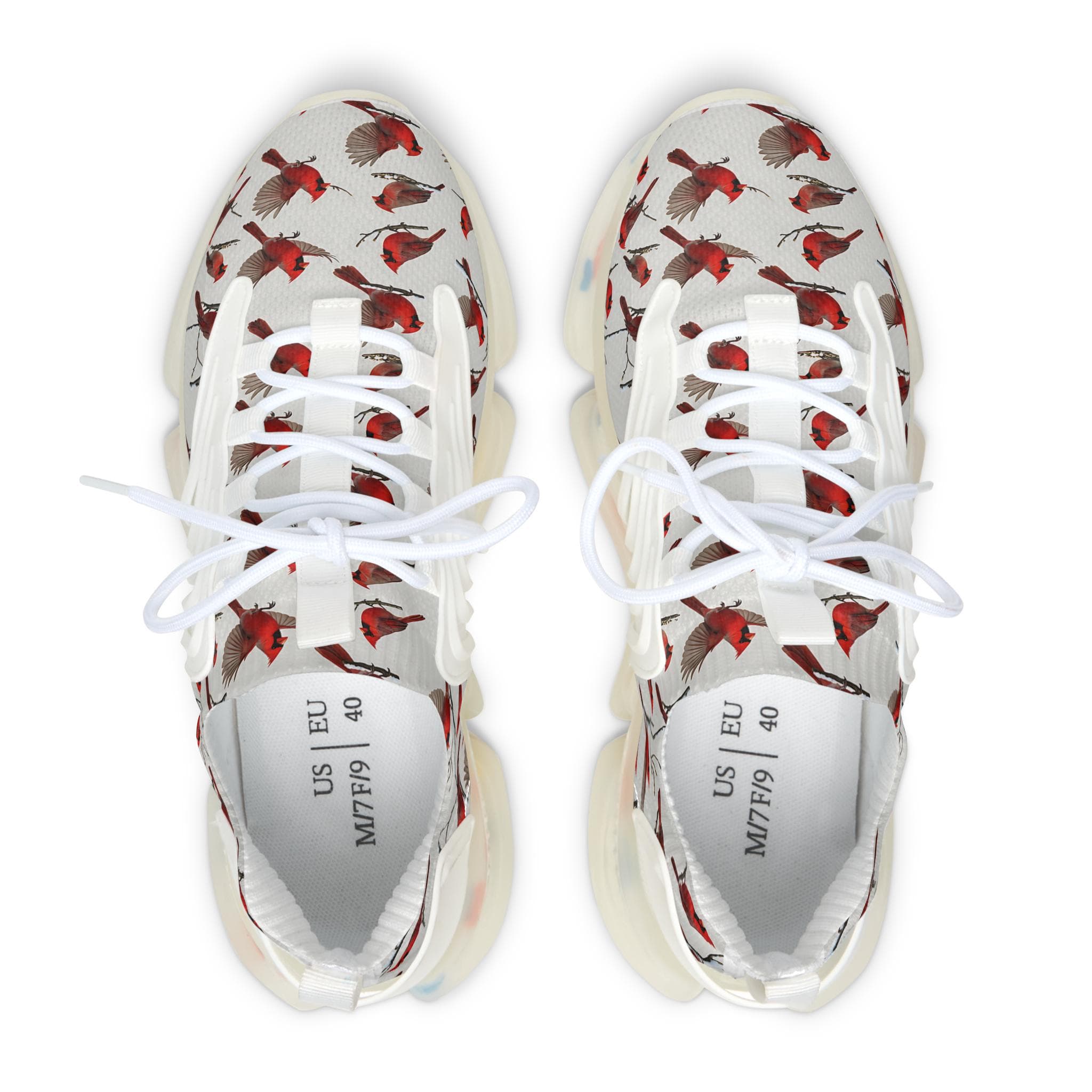 Womens Red Cardinal Pattern Mesh Sneakers Lightweight Breathable Casual Shoes - image 3