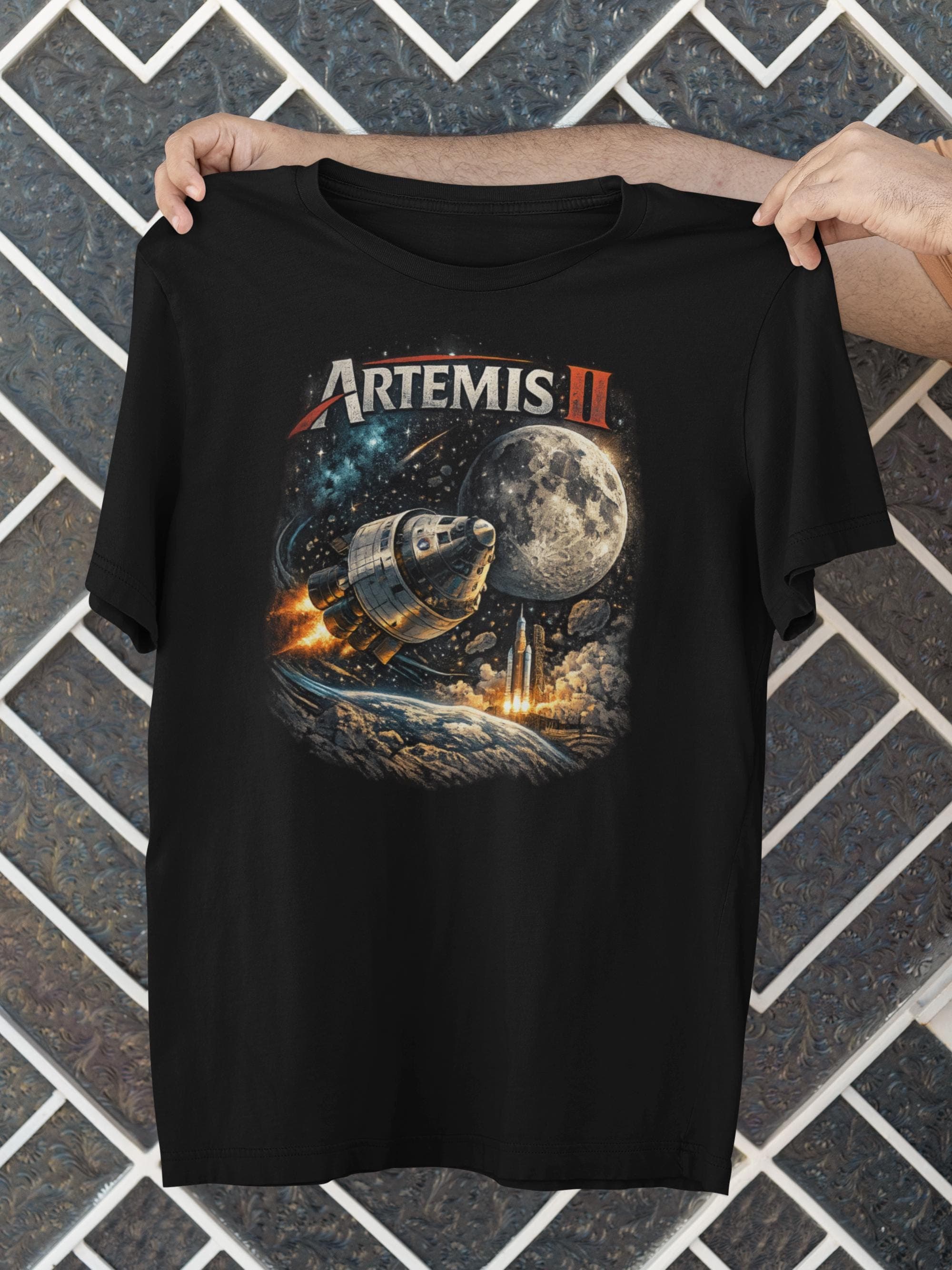 Artemis II Lunar Flyby T-Shirt | Orion Spacecraft, Moon, Retro Graphic Tee