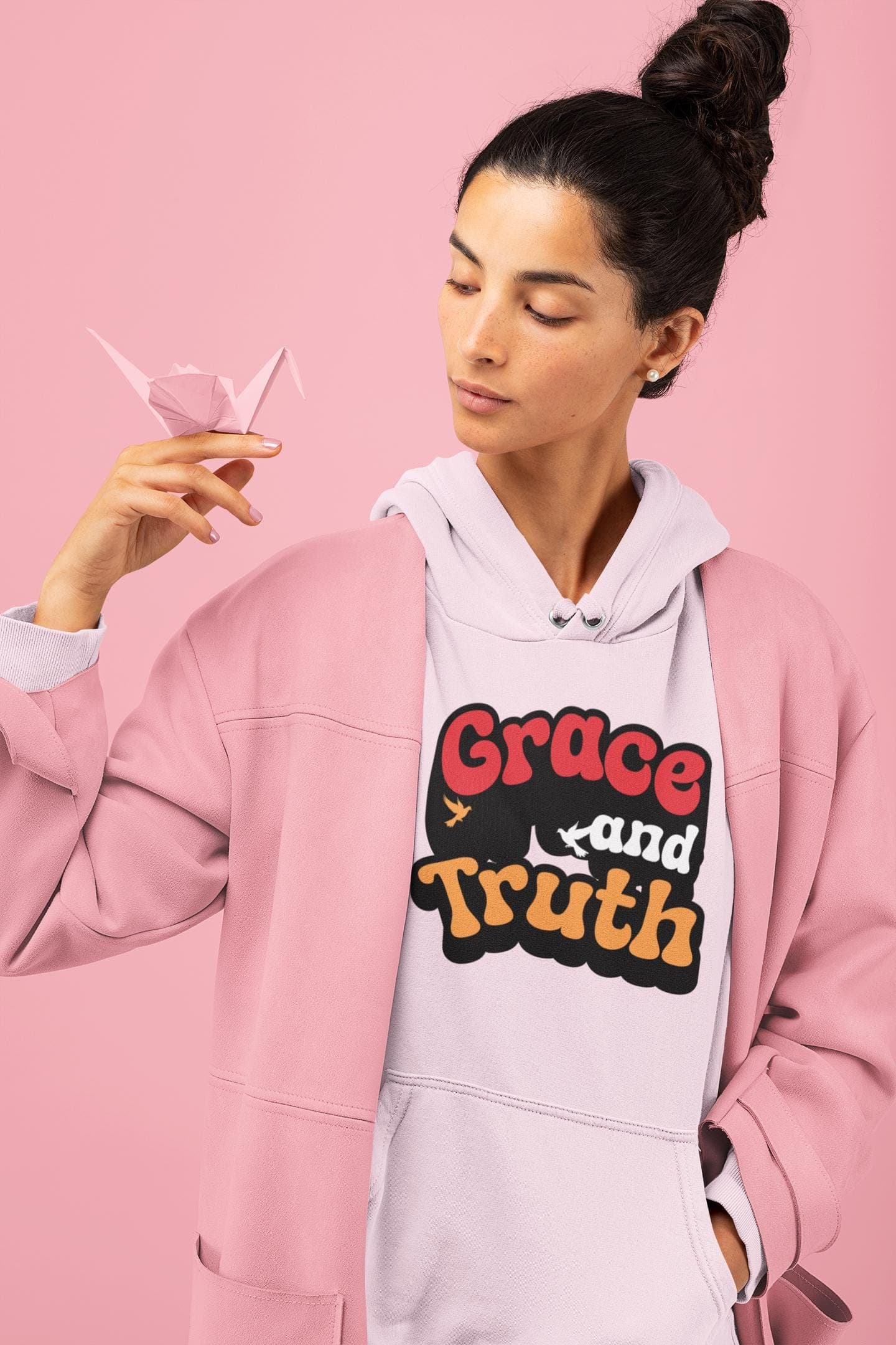 Grace and Truth Retro Unisex Hoodie Bold Faith-Inspired Design for Everyday Comfort