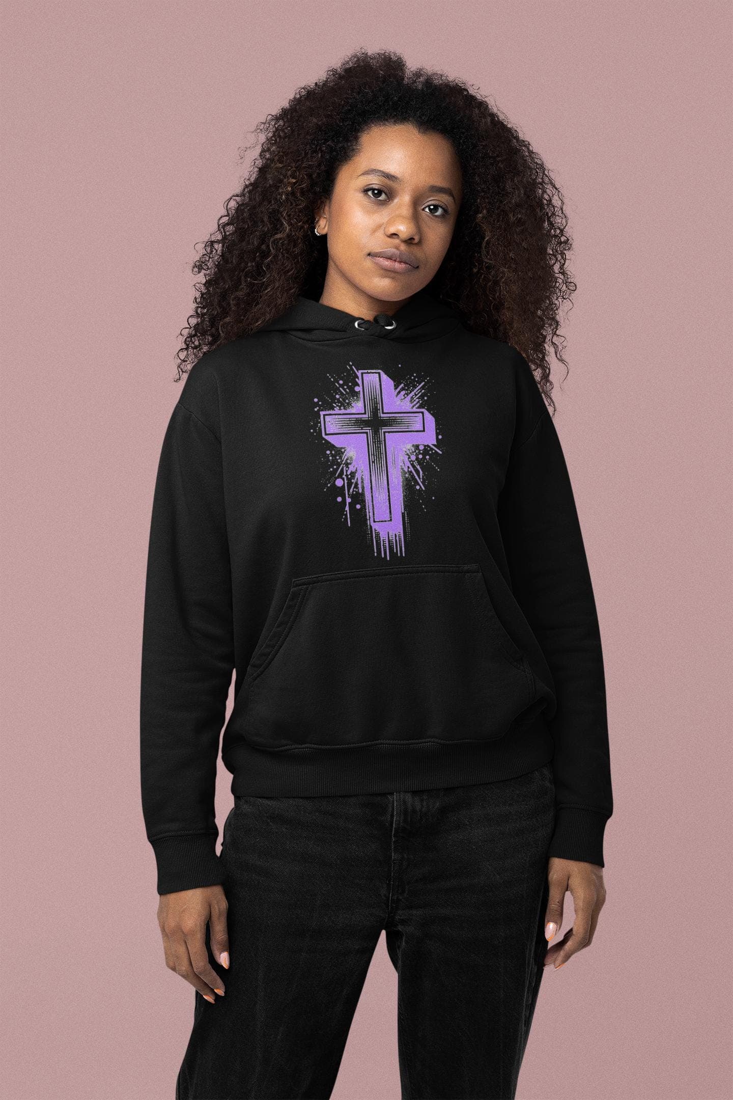 Purple Cross Graphic Hoodie, Faith-Based Christian Sweatshirt | Bold Cross Design | Unisex Comfort Fit - image 4