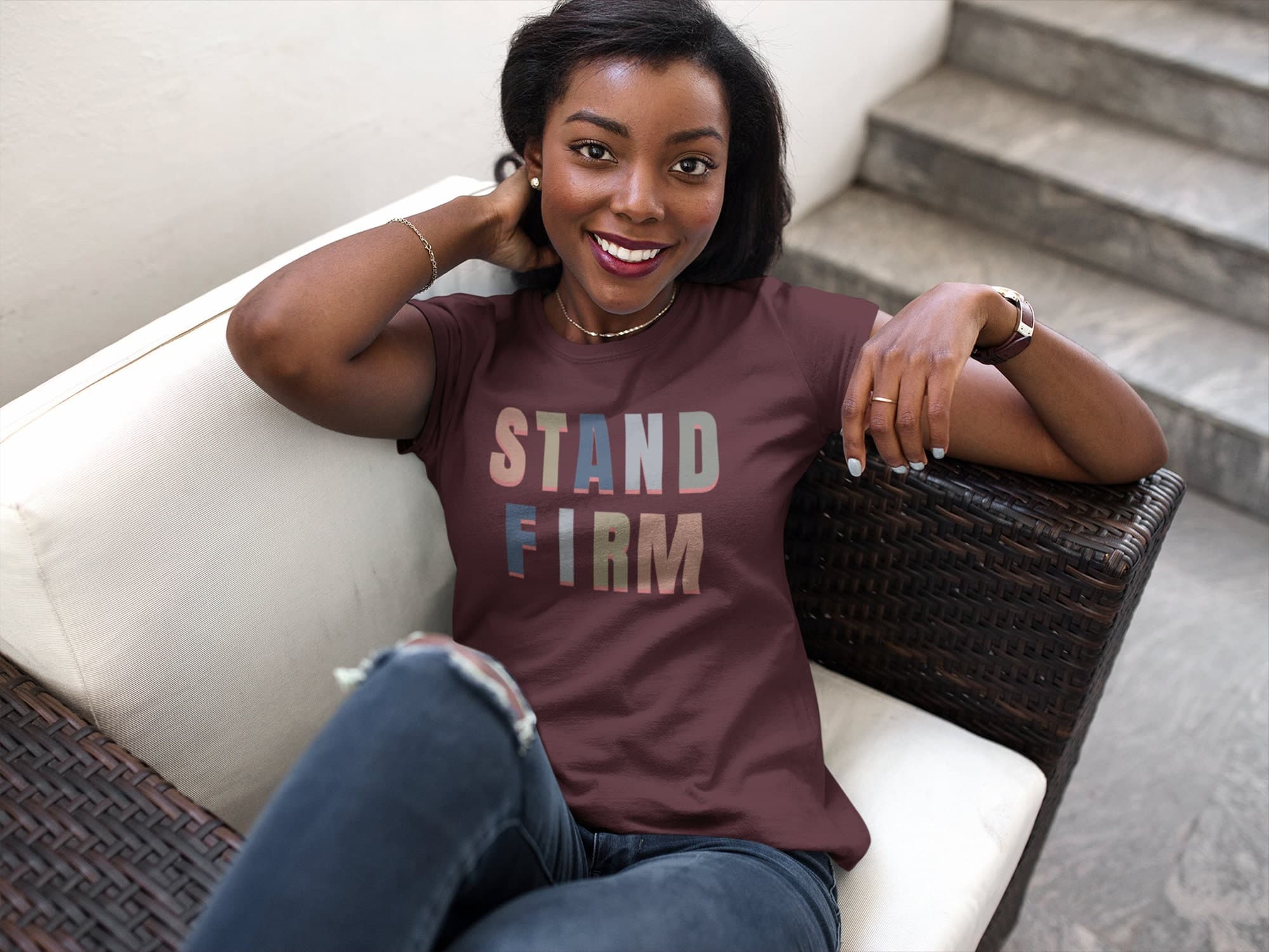 Pastel Stand Firm Bold Print T-Shirt, Inspirational, Minimalist Design - image 5