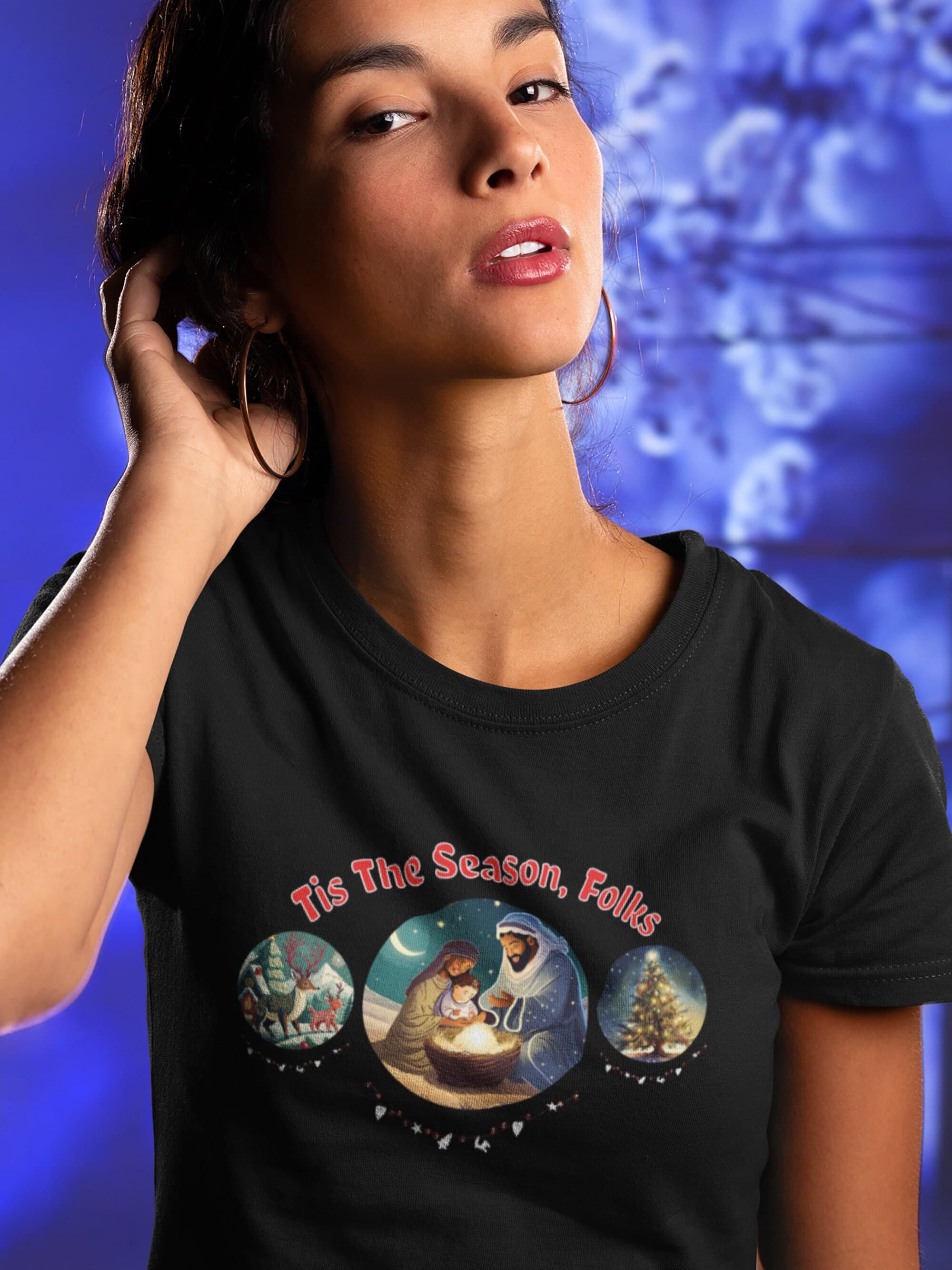 Festive 'Tis the Season Folks' Holiday Christmas T-Shirt Unisex