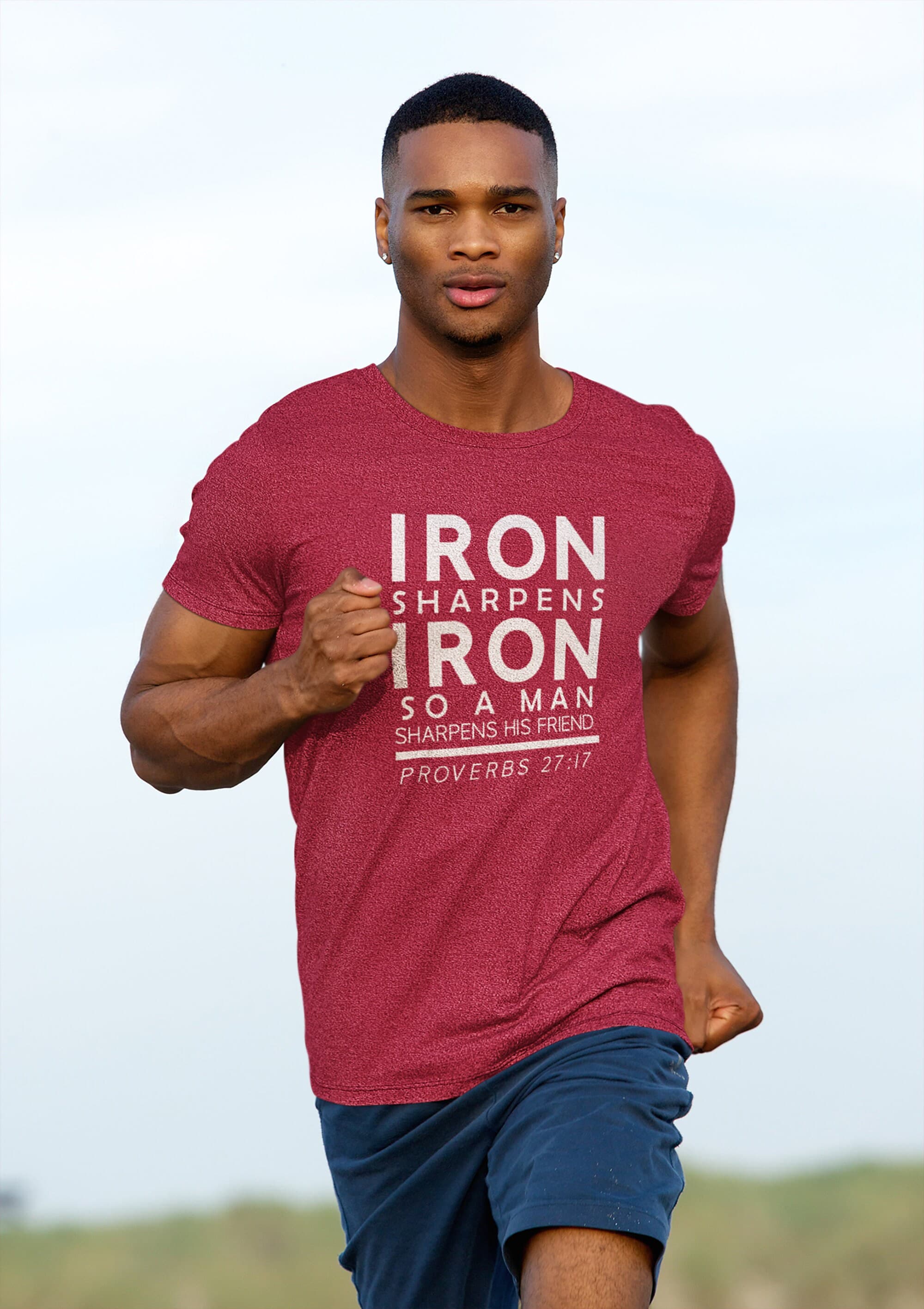 Iron Sharpens Iron Shirt Christian Tee Proverbs 27 17 Faith Based Gift for Men - image 4