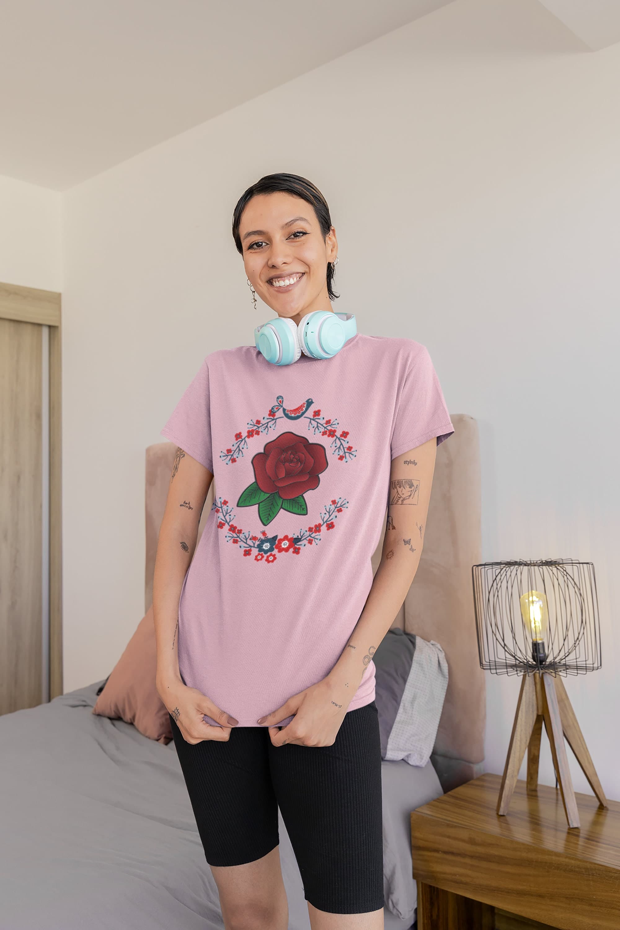 Love and Peace Floral Design Ladies Tee - image 3