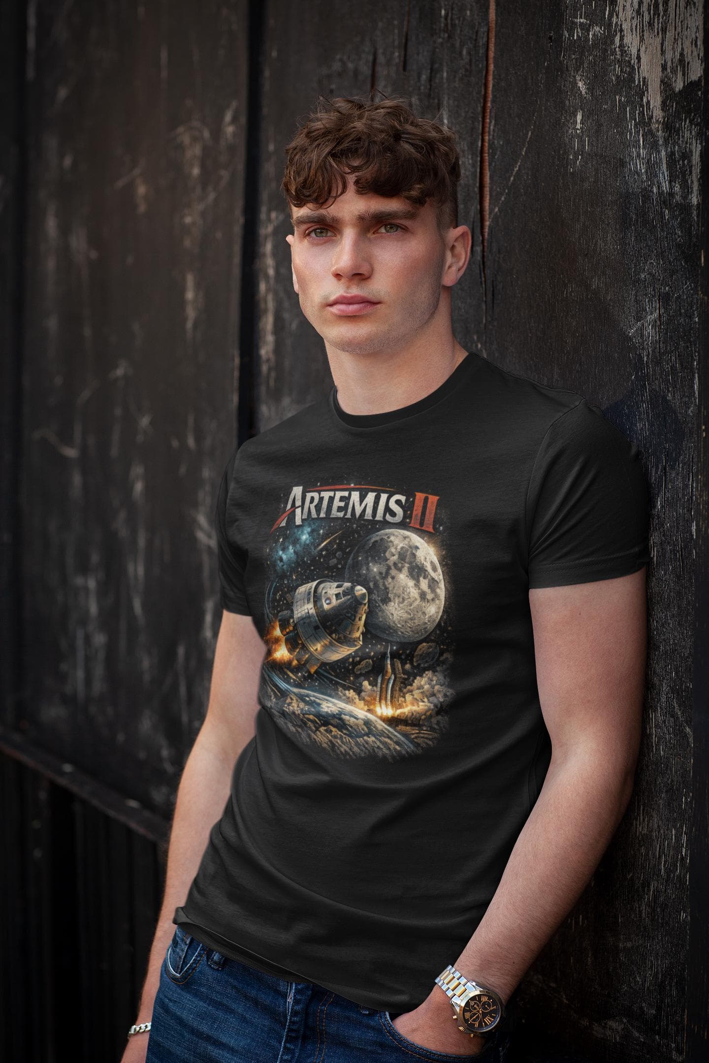 Artemis II Lunar Flyby T-Shirt | Orion Spacecraft, Moon, Retro Graphic Tee - image 5