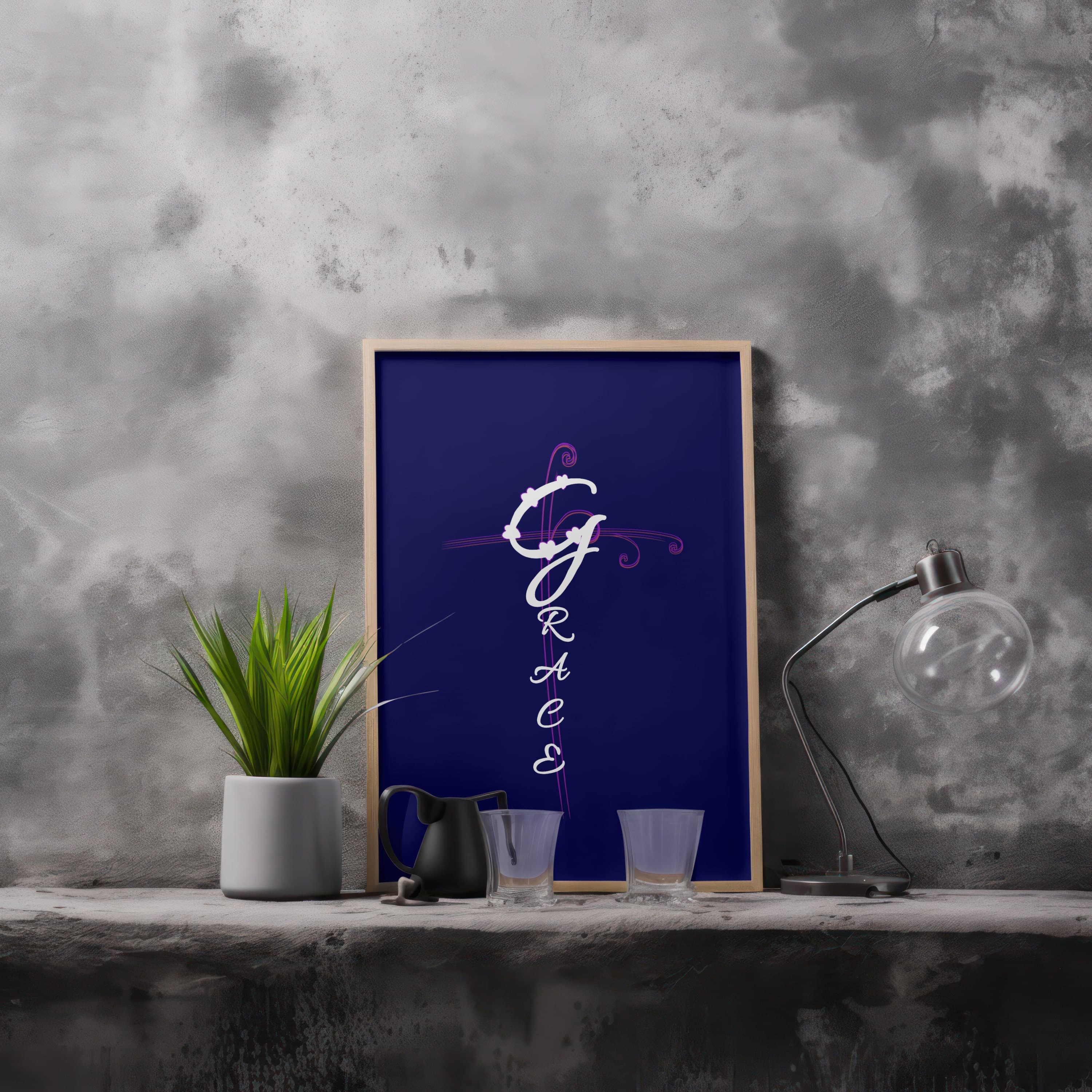 Grace & Purple Cross Christian Artwork - "God's Grace = Favor" Digital Download - image 5