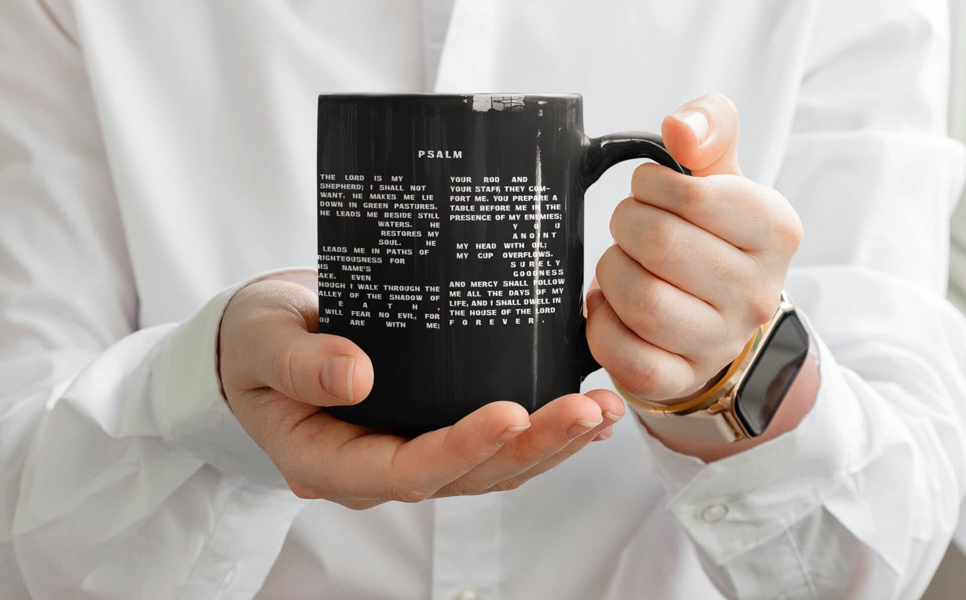 Psalm 23 Black Coffee Mug: Bible Verse Gift