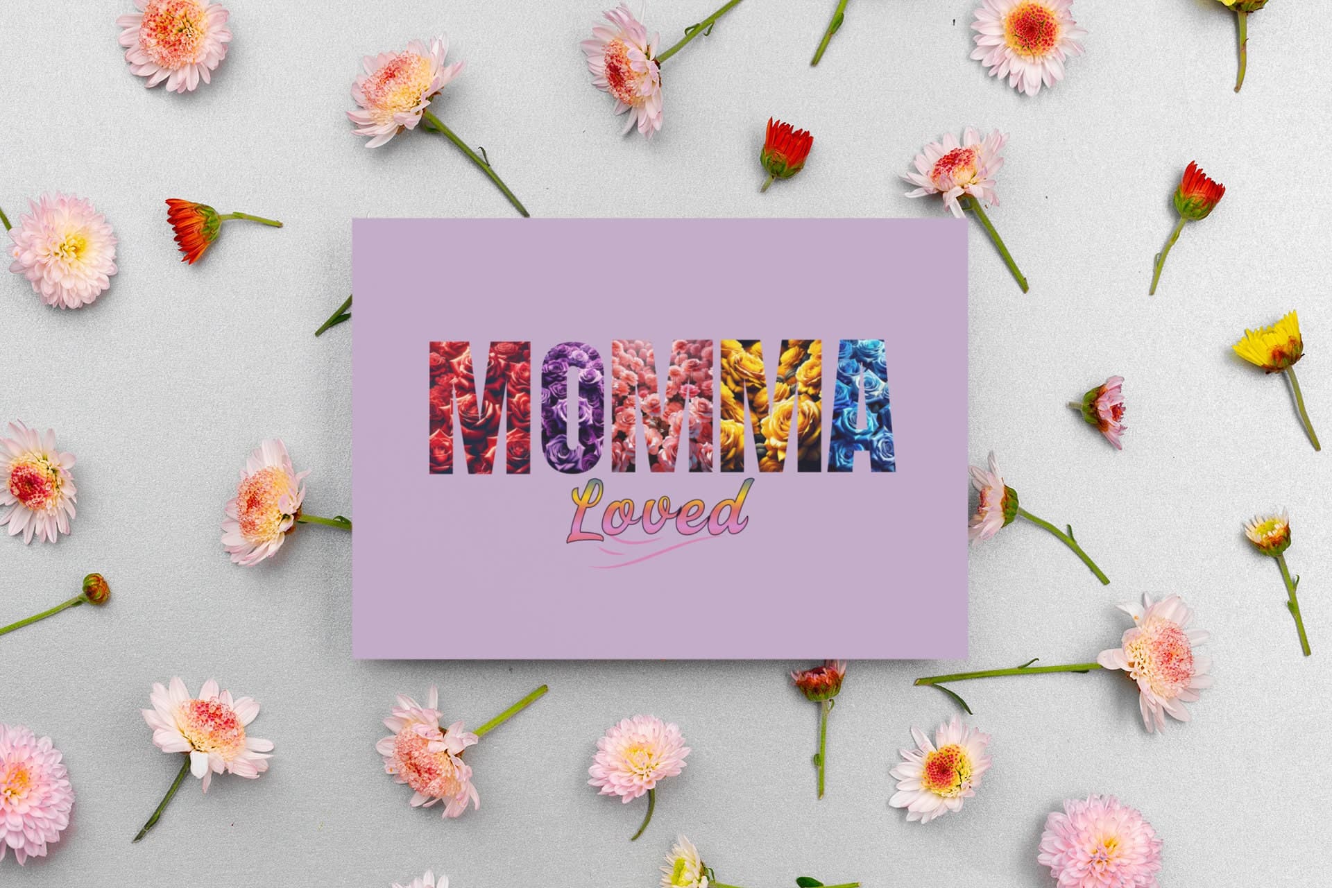 Digital Artwork "Momma Loved" - Floral Script Printable File SVG PNG
