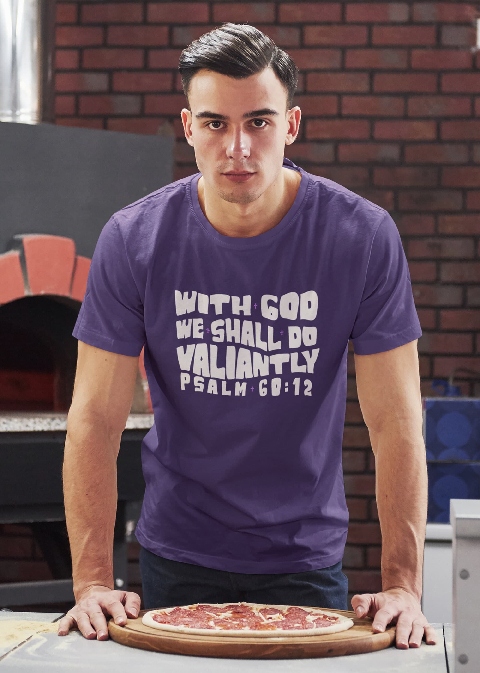 With God We Shall Do Valiantly T-Shirt, Proverbs 60:12 Bible Verse Tee