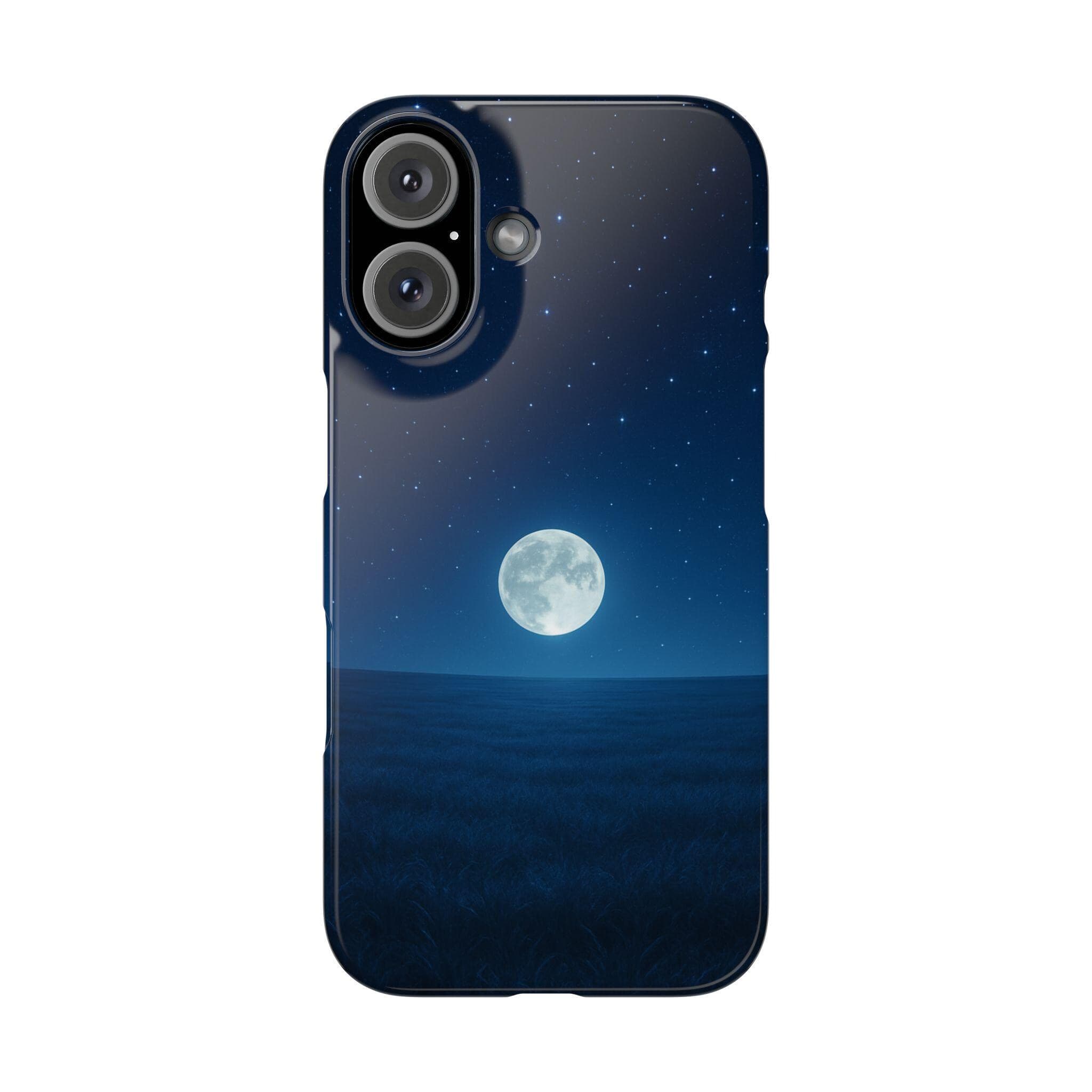 Moonlit Starry Night iPhone Case: Full Moon Protective Cover