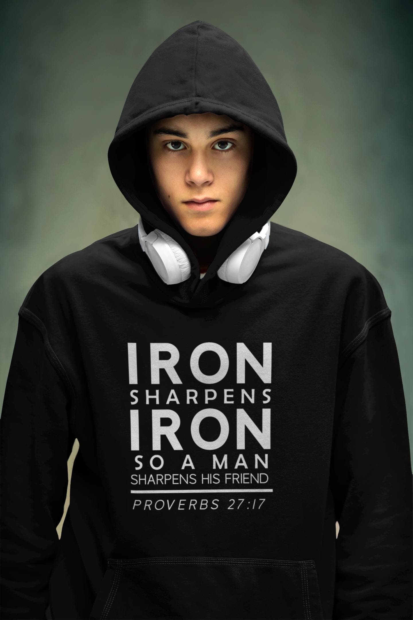 Iron Sharpens Iron Hoodie Christian Sweatshirt | Men's Bible Verse Gift | Faith Streetwear