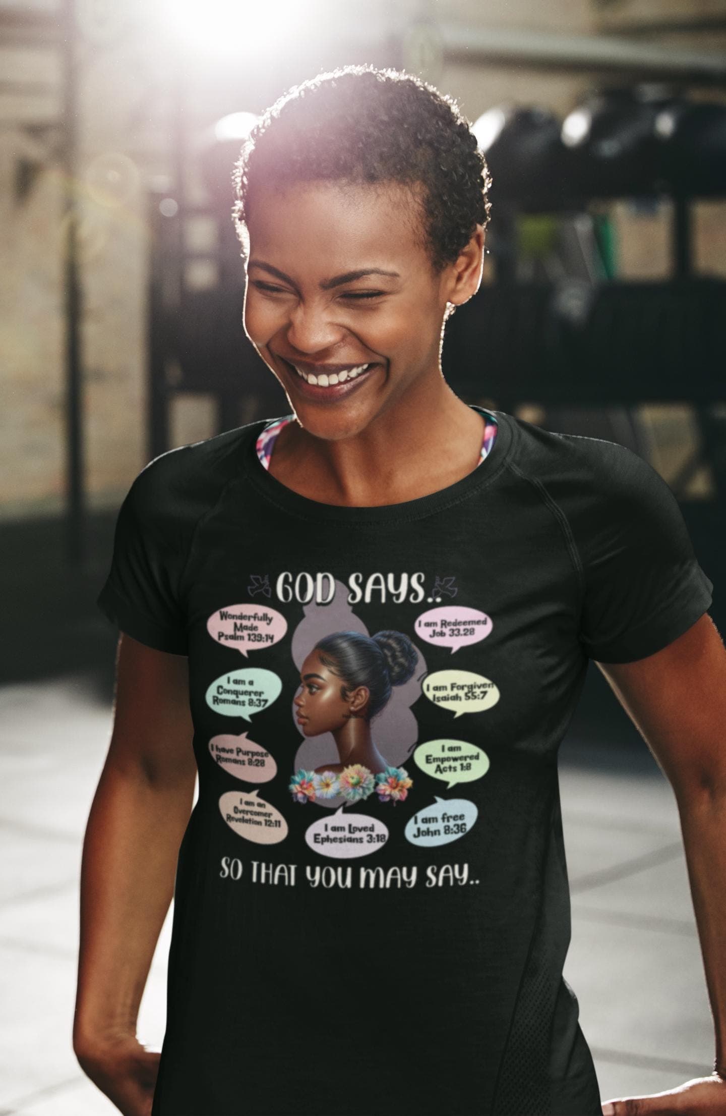 Biblical Affirmations T-Shirt: Woman of Color Illustration, Faith-Based Design - image 3