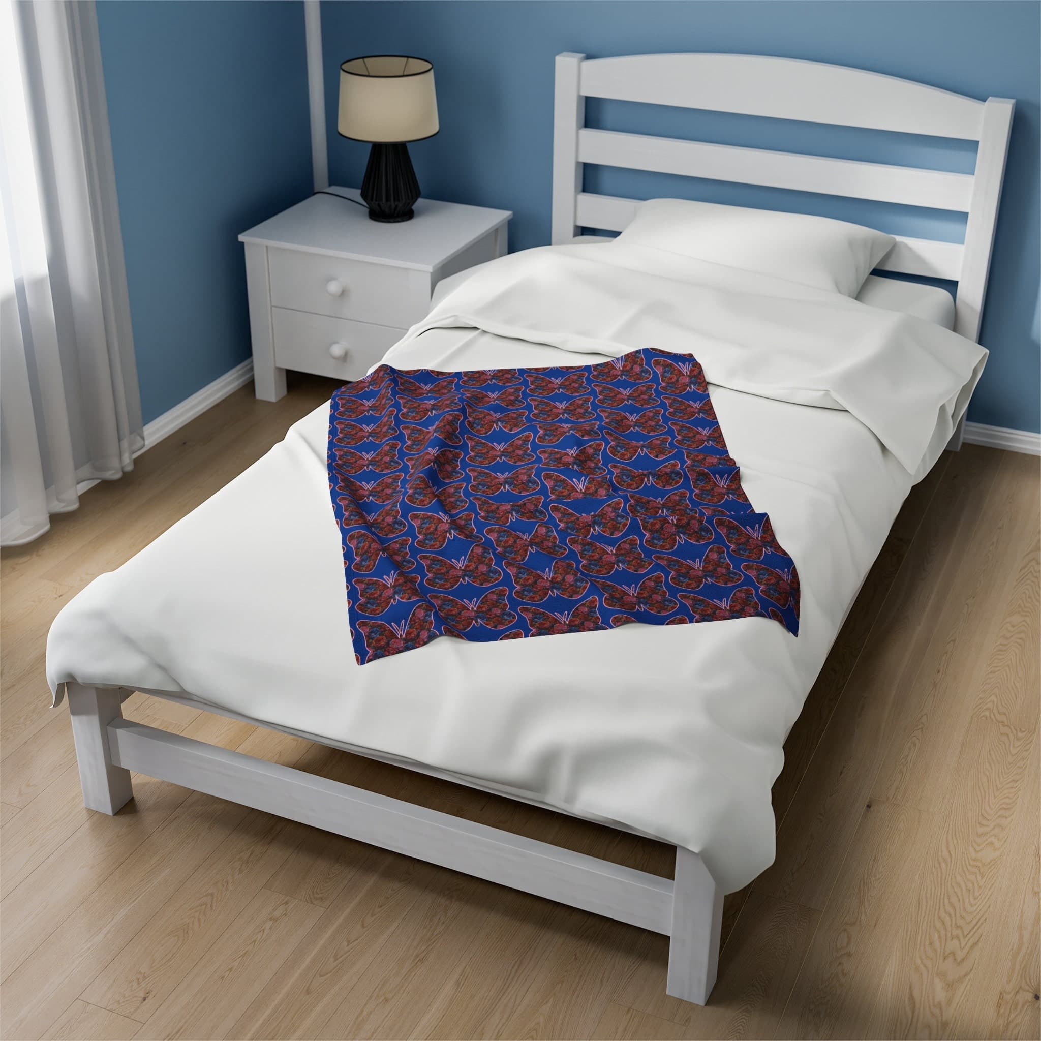 Butterfly Floral Pattern Velveteen Plush Blanket - image 4