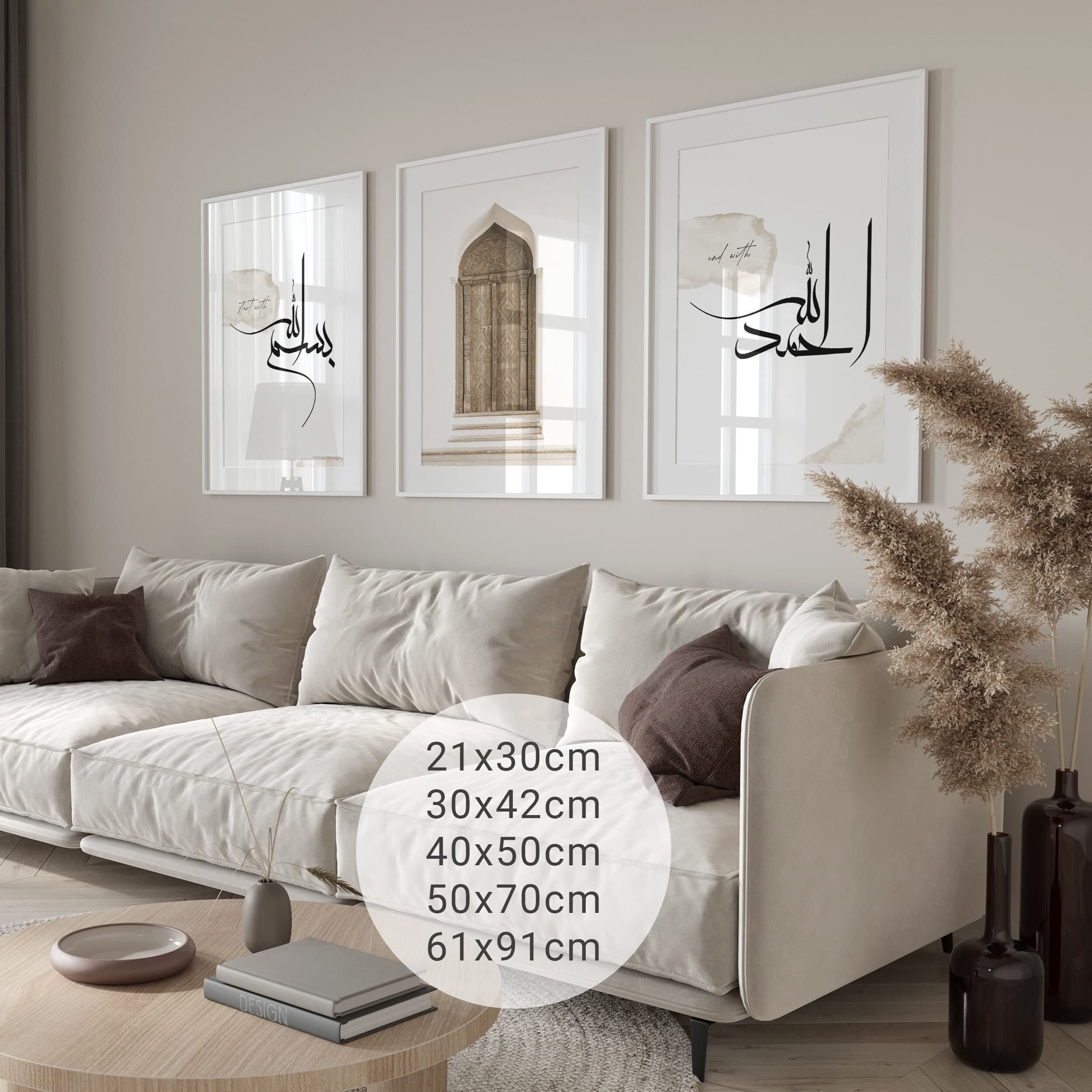 3x Islam Poster Set - Islamic Wall Art - Islamische Bilder Wohnzimmer - Dekoration - Wanddeko - Wandbehang - Kunstdruck Plakat Wandschmuck
