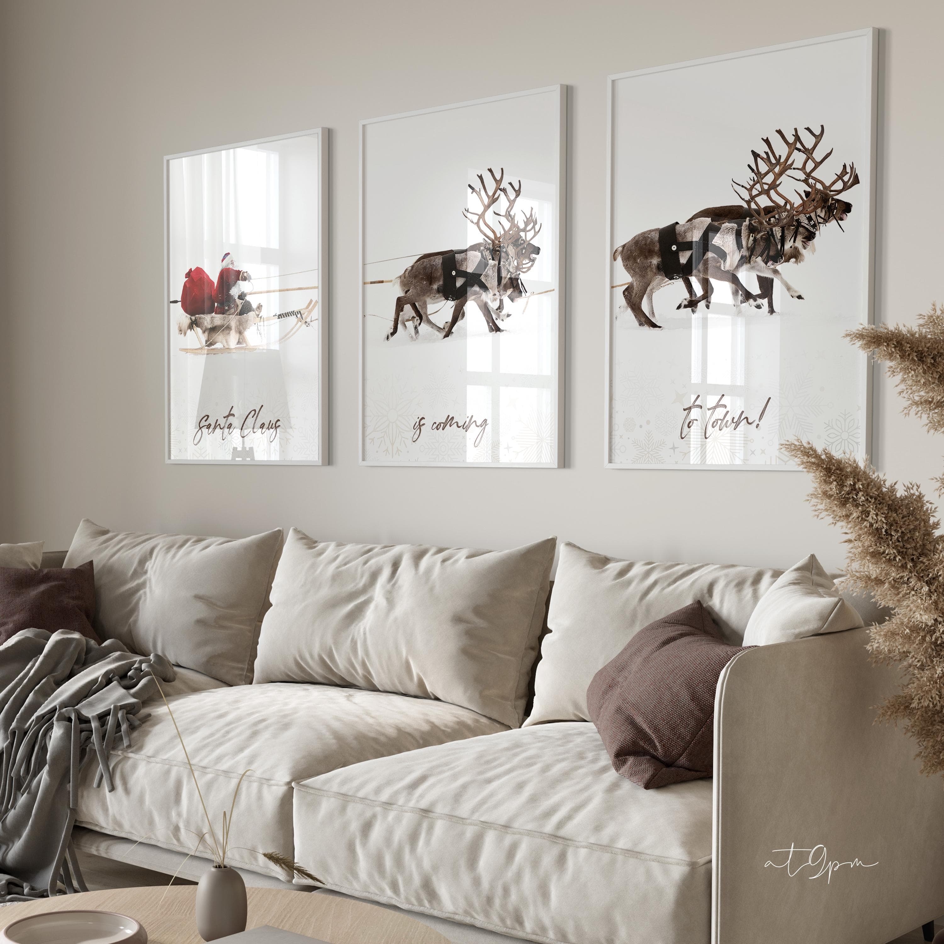 3x Christmas Poster Set - Santa Claus - Xmas Wall Art - Premium Fotopapier matt - Wanddeko - Bilder Wohnzimmer Weihnachsdeko - Weihnachten