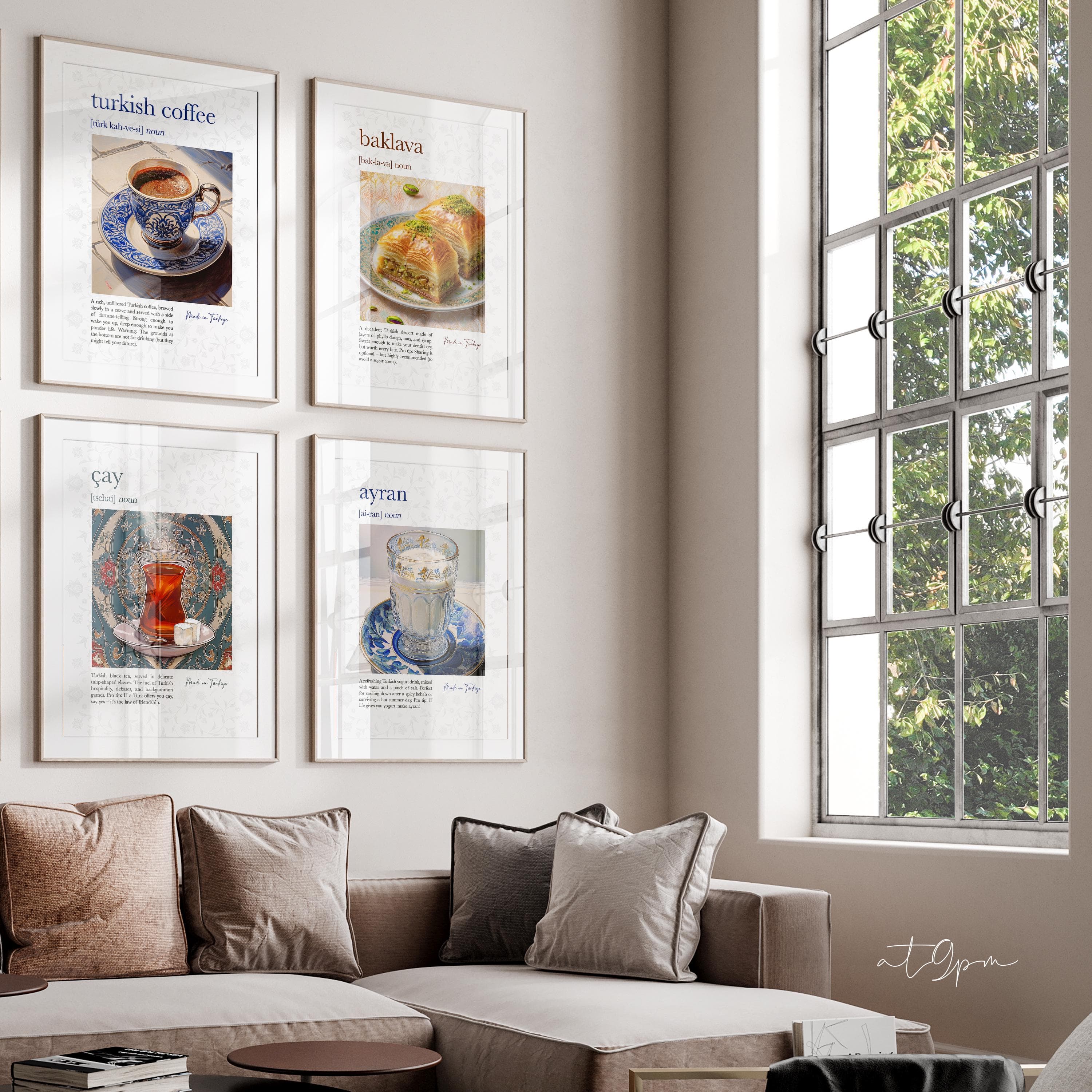 4er Küchen Poster Set - Traditional Turkish Print Bar Wall Art - Coffee Cay Tea Baklava Islamische Wandbilder Home Furniture Premium Paper - image 3