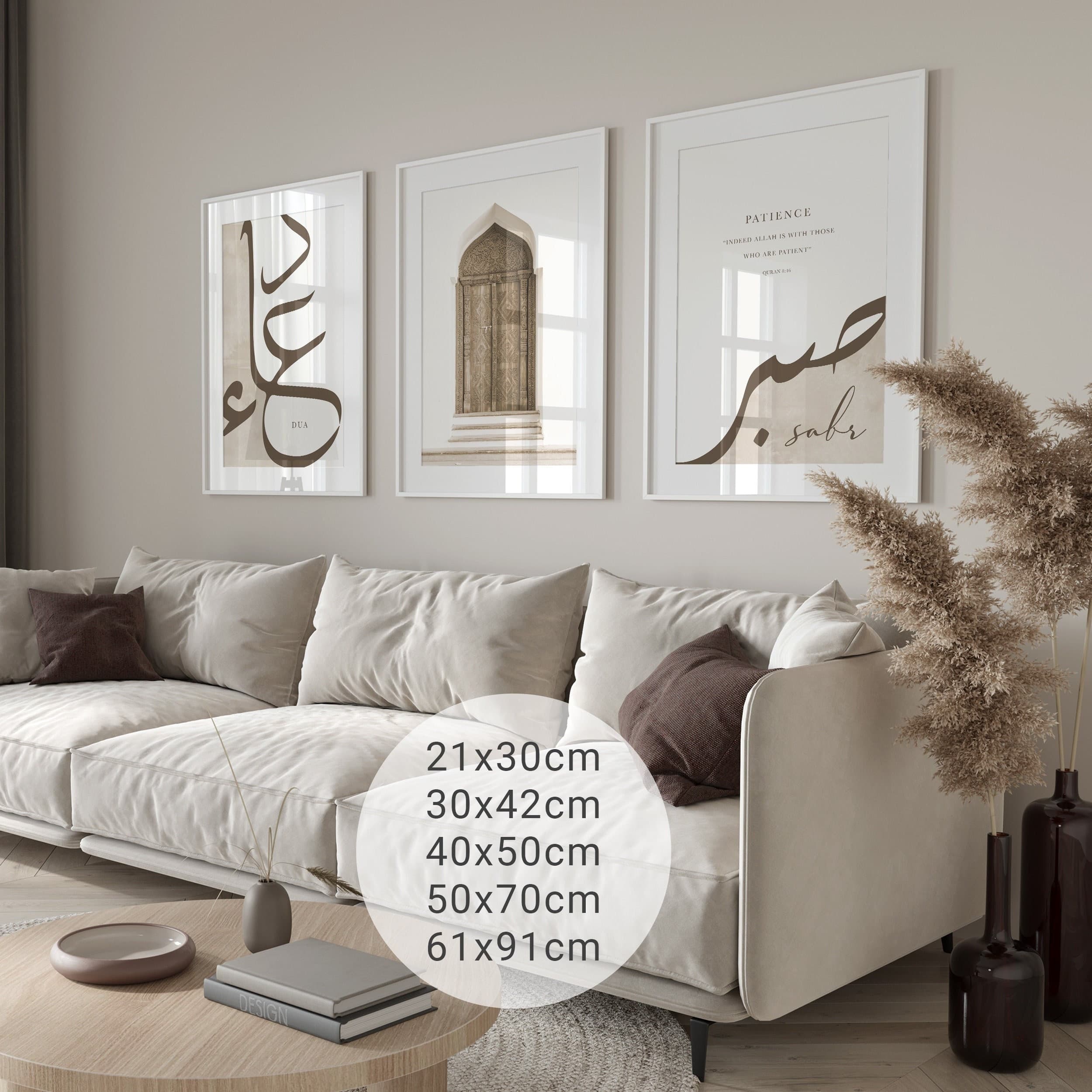 3x Islam Poster Set - Islamic Wall Art - Islamische Bilder Wohnzimmer - Dekoration - Wanddeko - Wandbehang - Kunstdruck Plakat Wandschmuck