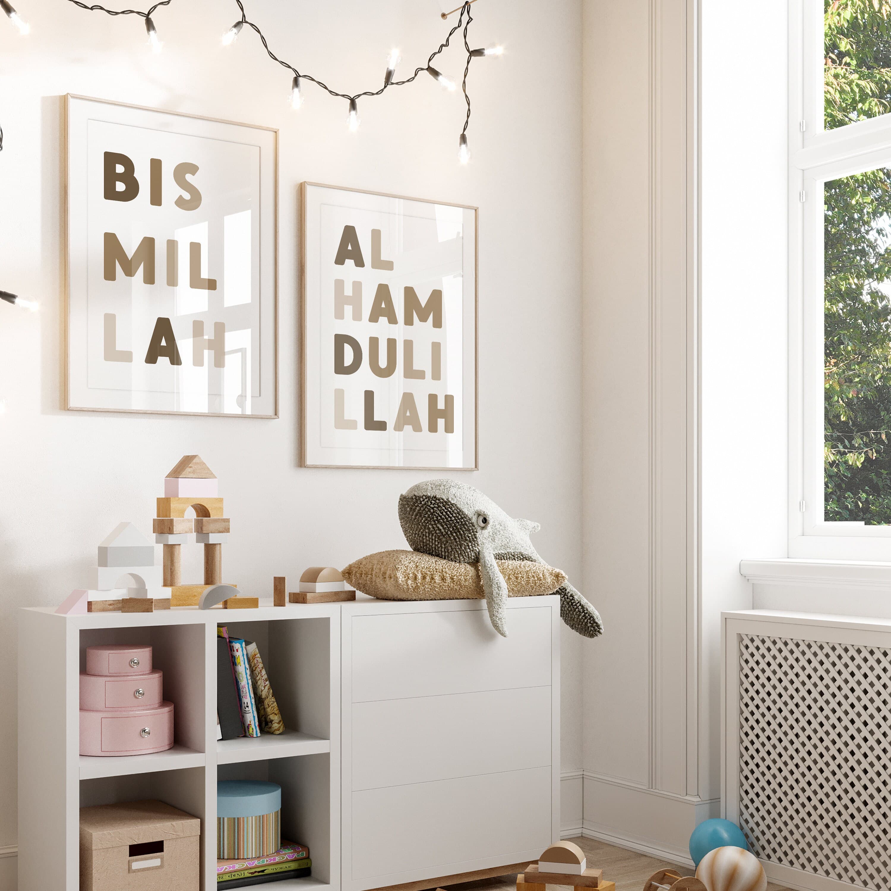 3x Initial Schutz Dua - Kinderzimmer Poster mit Namen Buchstaben - Islamic Art - Wandbilder - Geschenk zur Geburt - Alhamdulillah Bismillah - image 5