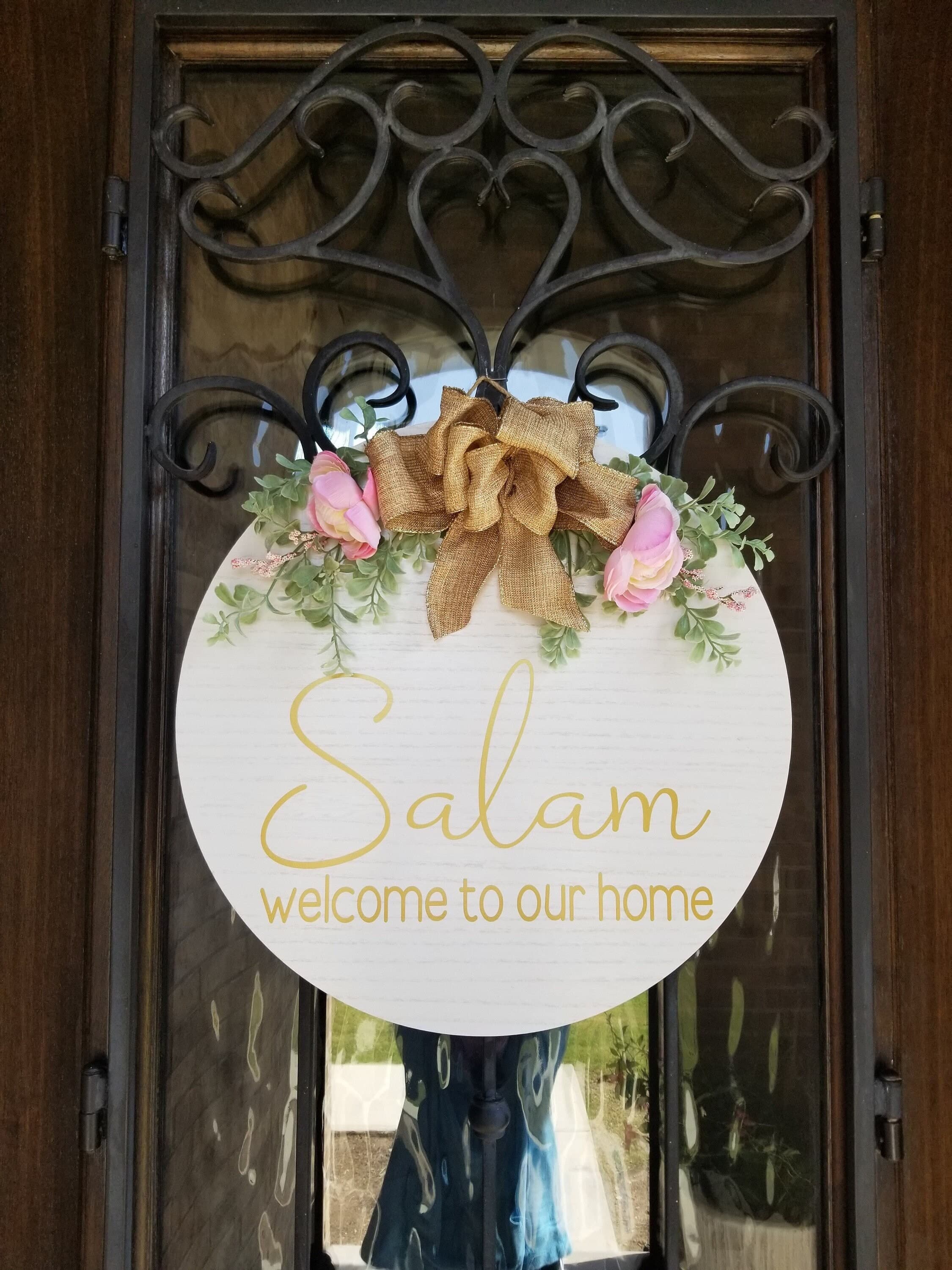 Pick up ONLY, Welcome to our home, Salam Door Sign,Wood Round Welcome Sign, Front Door Décor, Hanger, Door Wreath, Home Décor, Islamic Décor - image 4