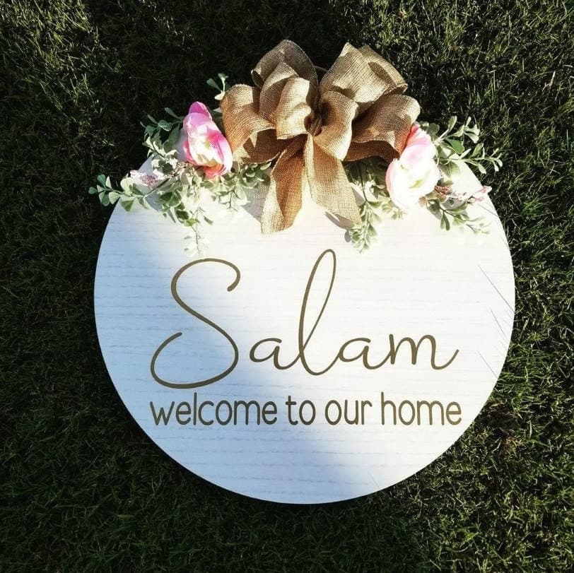 Pick up ONLY, Welcome to our home, Salam Door Sign,Wood Round Welcome Sign, Front Door Décor, Hanger, Door Wreath, Home Décor, Islamic Décor - image 5