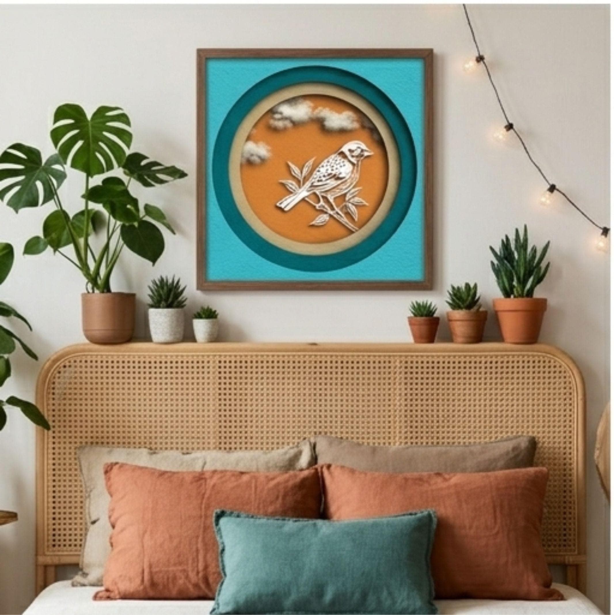 Bird Wall Art Printable | Minimal Nature Artwork |Teal Orange Modern Decor | Digital Download Wall Painting | Contemporary Home Office Decor - image 4
