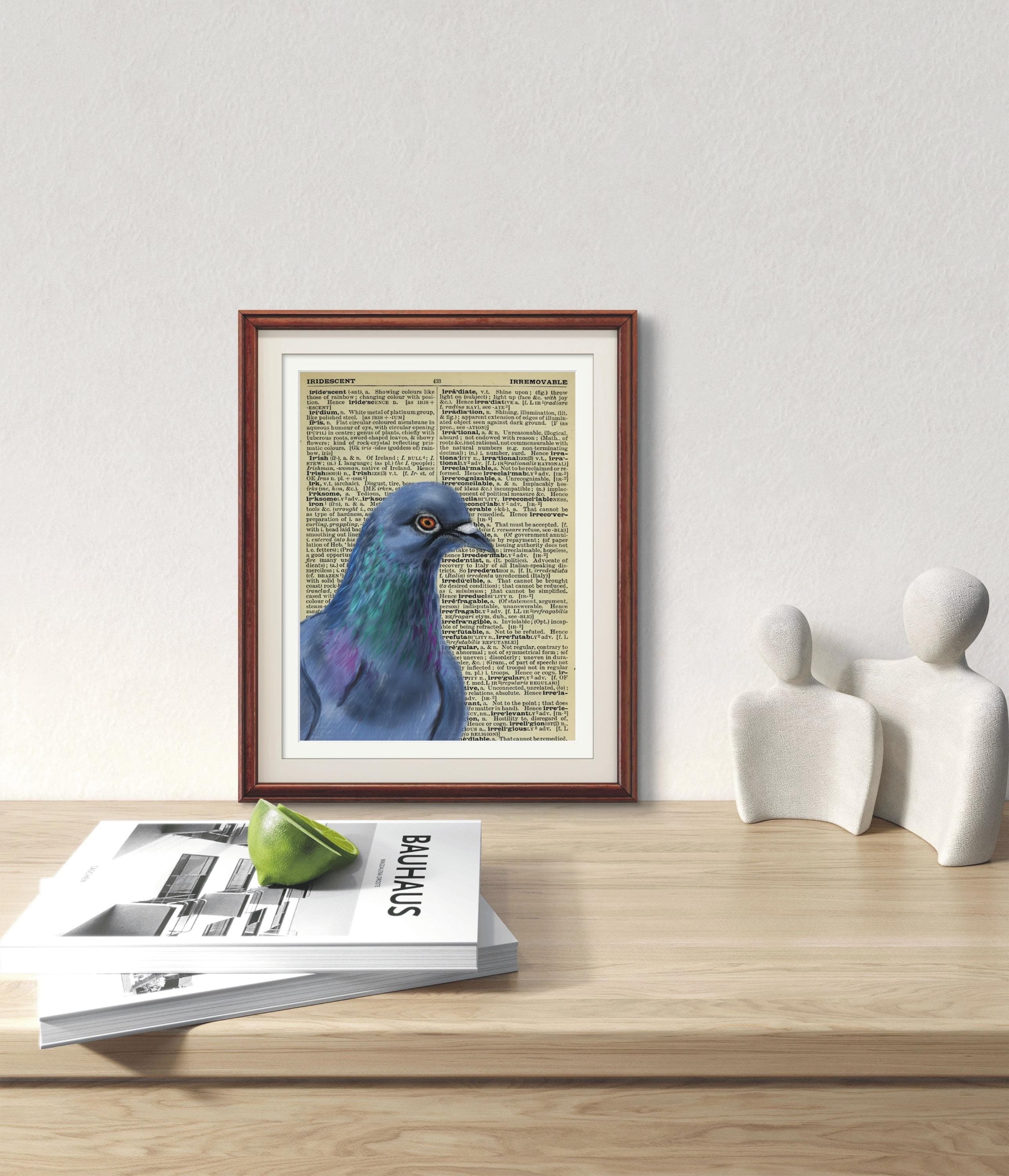 Pigeon Art on Vintage Dictionary Page – Digital Download, Antique Book Page Decor, Pigeon Portrait Dictionary Print,  Art on Vintage Page - image 4