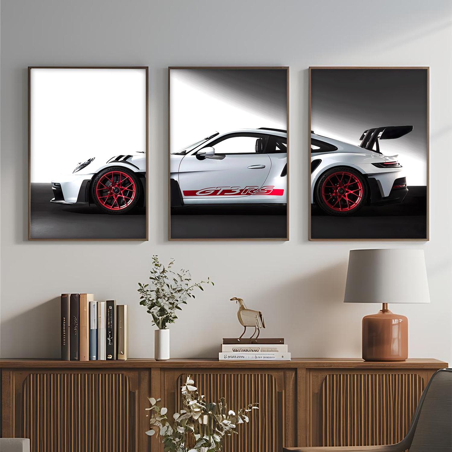 Supercar Porsche Wall Art Set of 3 | Racing Car Art Prints | Modern Car Decor for Home & Office | Car Enthusiast Gift  Porsche Car Art