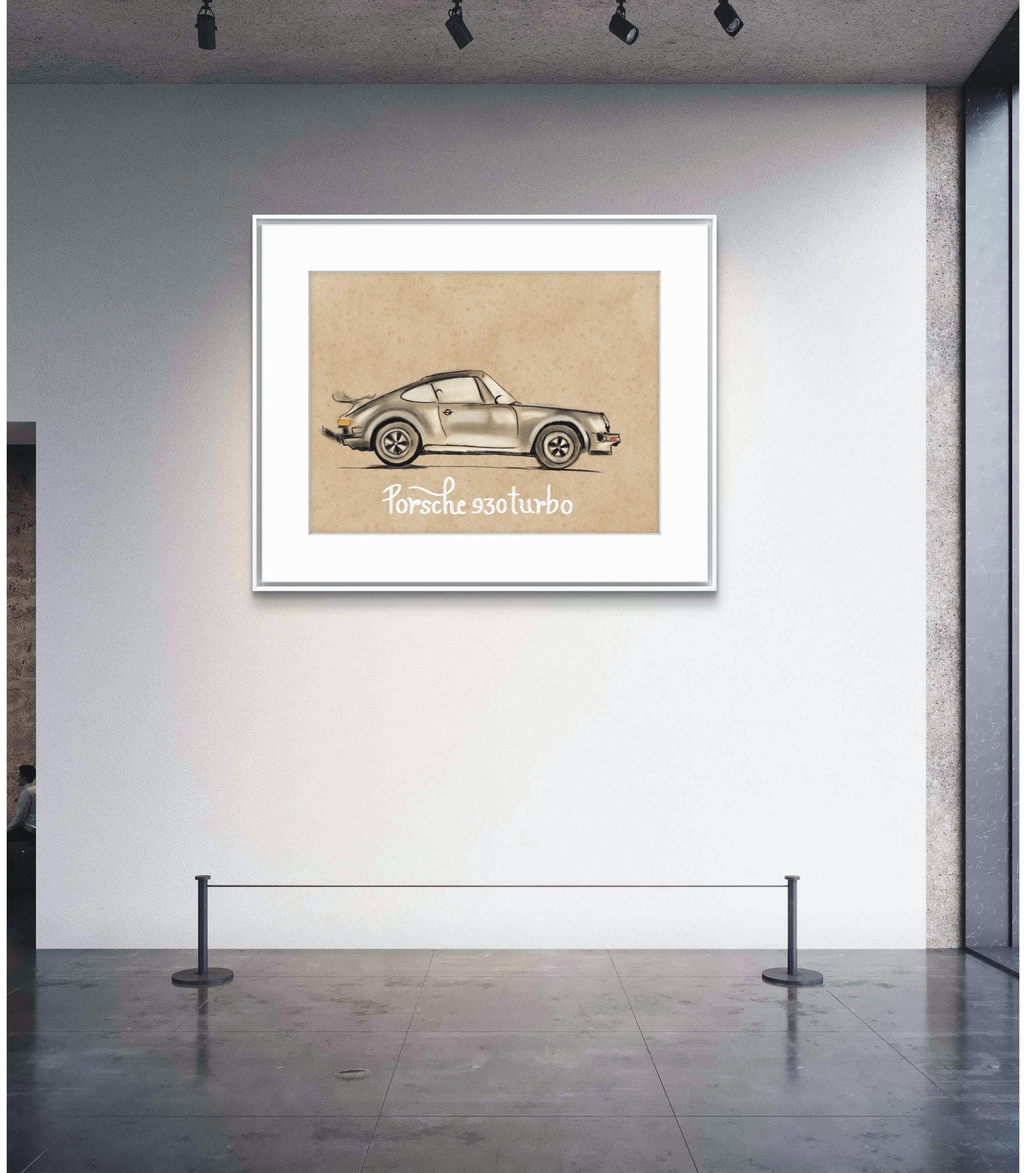 Porsche 930 Turbo Art Print, PRINTABLE, Digital Download, Automotive Wall Art, Car Posters, Porsche Painting Print, Classic Car Painting - image 3
