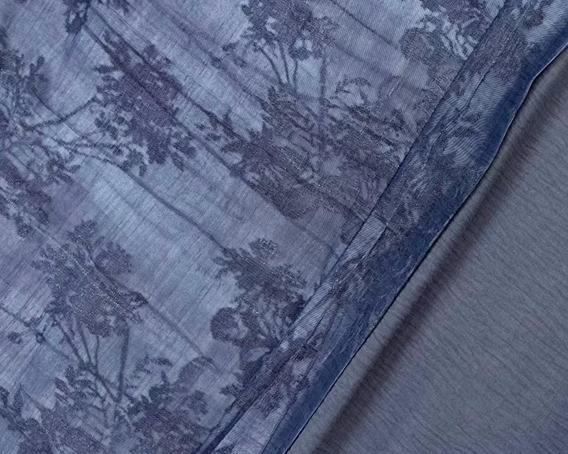 Indian Linen Patterned Abaya Set in Cloche-Cut (Midnight Blue) - image 3